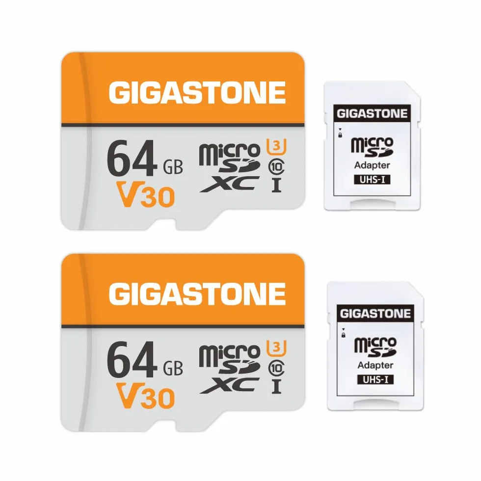 GIGASTONE V30 - Scheda di memoria Micro SD da 64 GB, registrazione video 4K, sorveglianza, telecamera di sicurezza, dash cam, drone, scheda di memoria microSDXC da 95 MB/s UHS-I classe 10, con