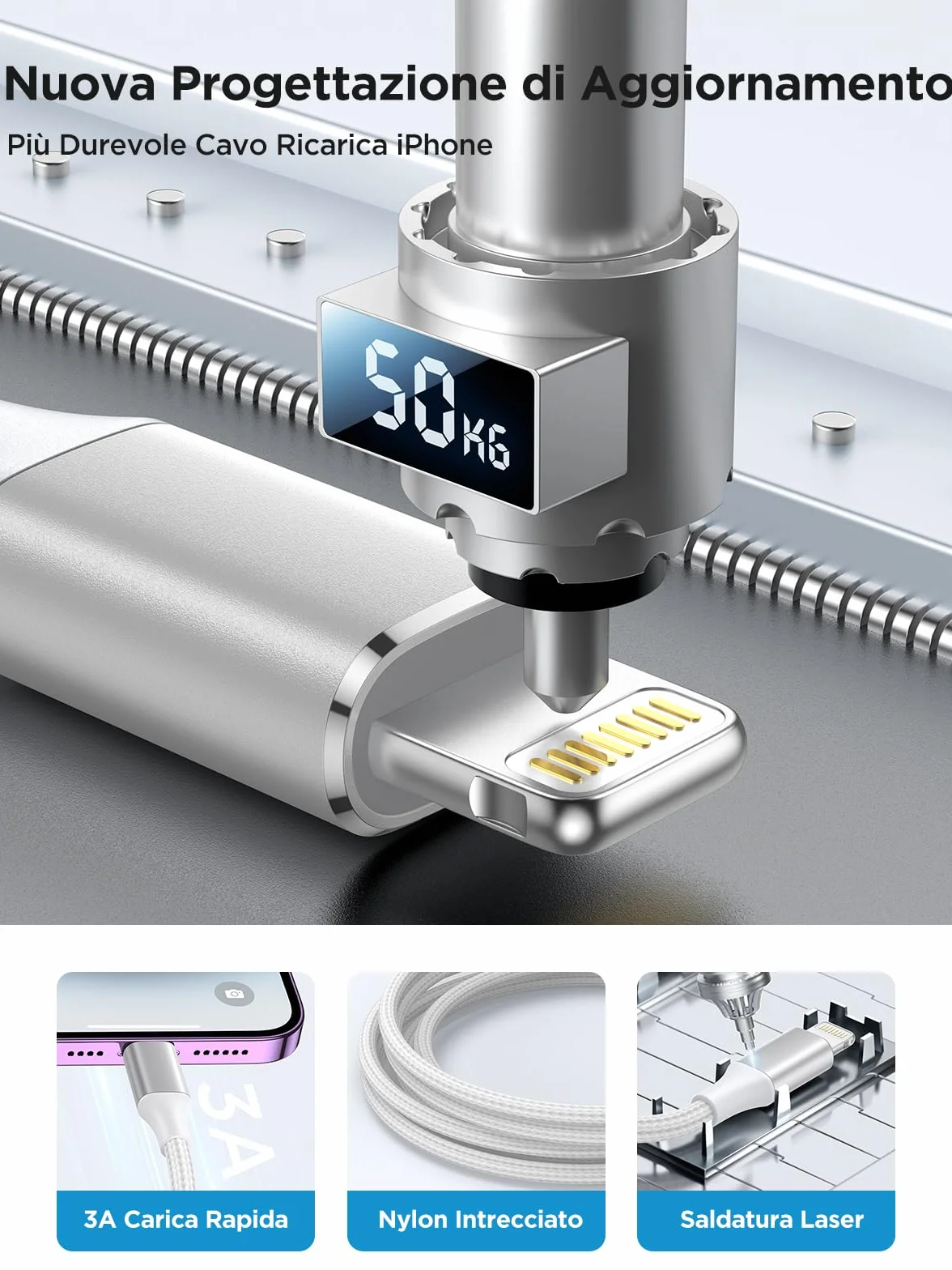 Aioneus Cavo iPhone 1.8M Ricarica Veloce MFi Lightning USB per iPhone 11 12 13 14 Pro Max Plus Mini XS XR X 8 7 6 SE iPad