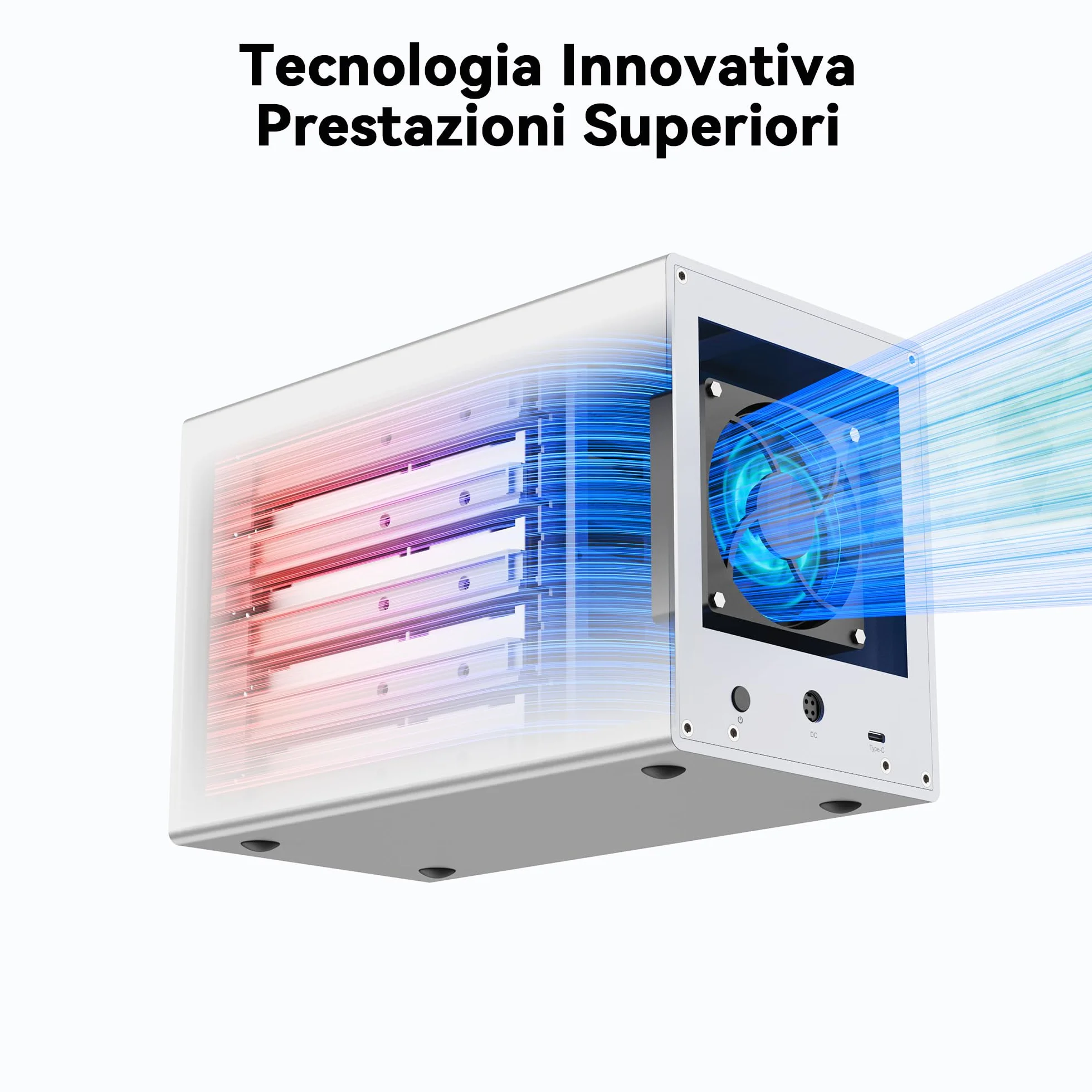 Yottamaster 5 Bay Case per Disco Rigido Alluminio Type-C Esterno SATA III HDD SSD 80mm Ventilatore