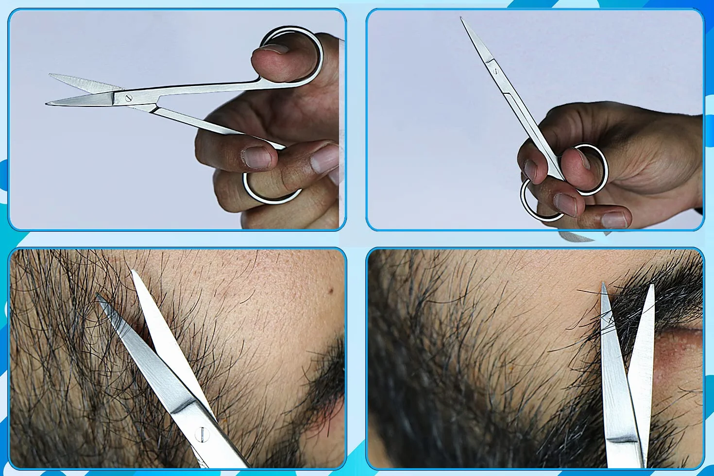 Forbici per baffi e barba professionali in acciaio inossidabile 11,5 cm con custodia