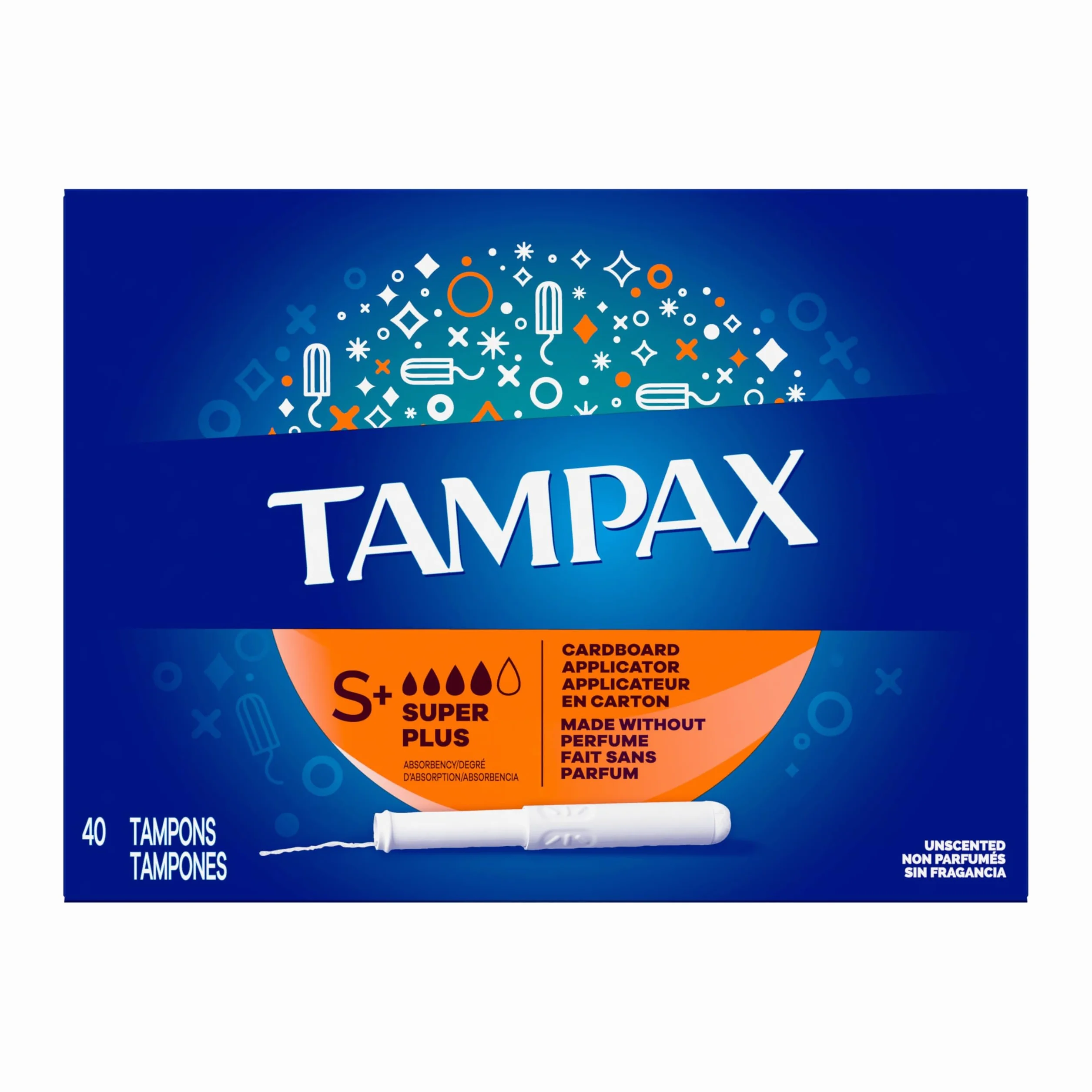 Tampax Super Plus Tampons with Flushable Cardboard Applicator 40 ct
