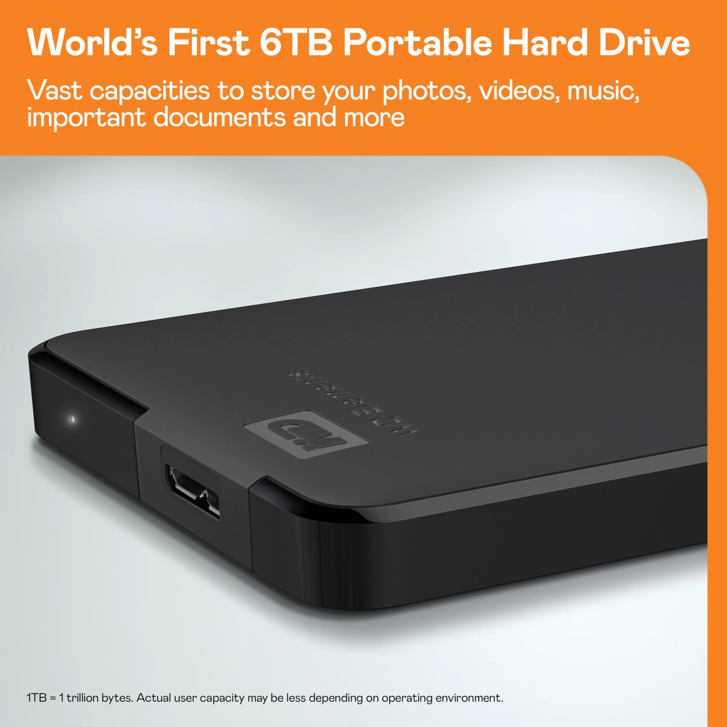 WD 2TB Elements External Portable Hard Drive, USB 3.2 Gen 1 SuperSpeed/USB 3.0, Plug-and-Play, Black