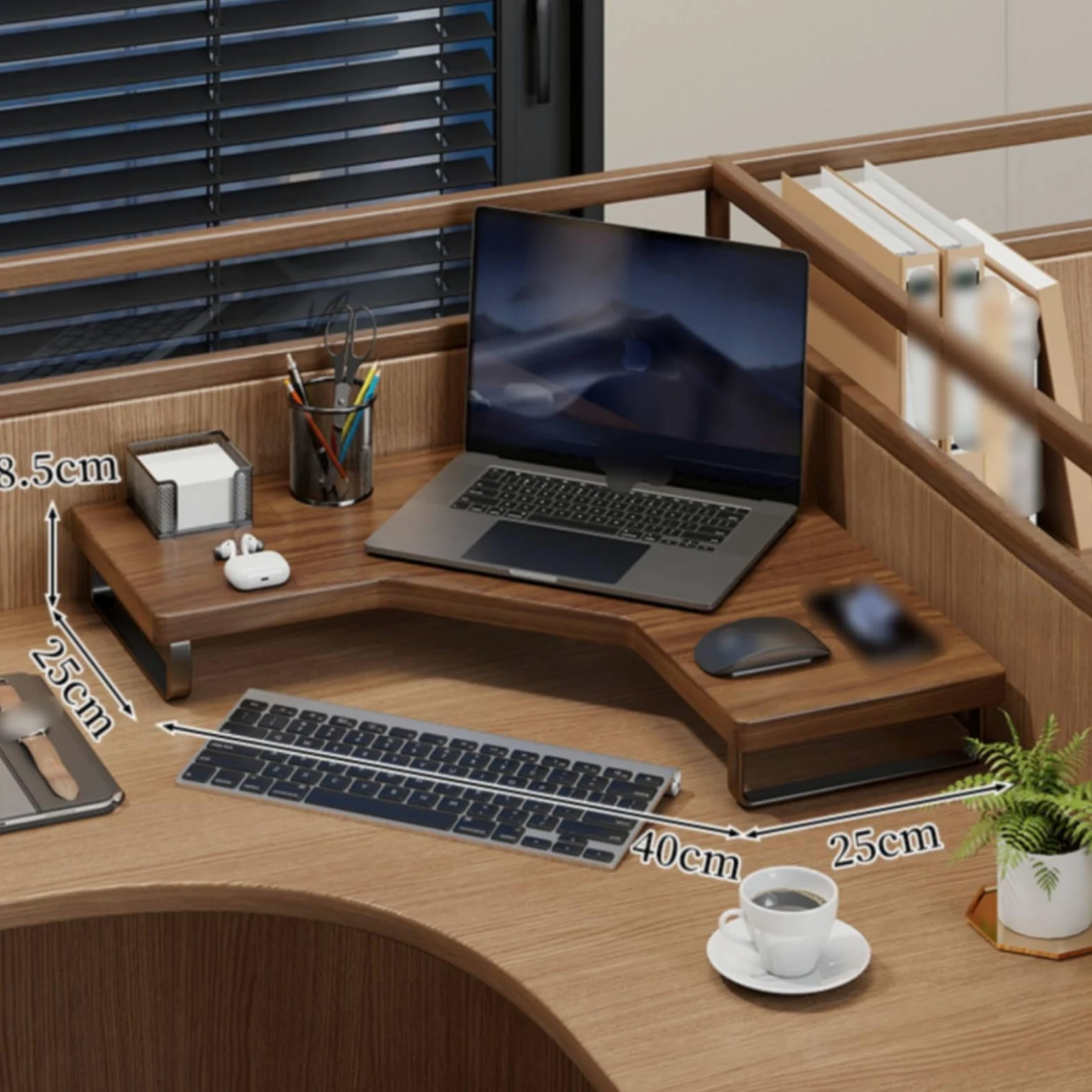 Supporto Desktop Rialzo Schermo Base Pc Scrivania Mensola Legno E Ferro Ergonomico con Spazio per Tastiera E Mouse Adatto per Ufficio Domestico , color to 2 , Standard