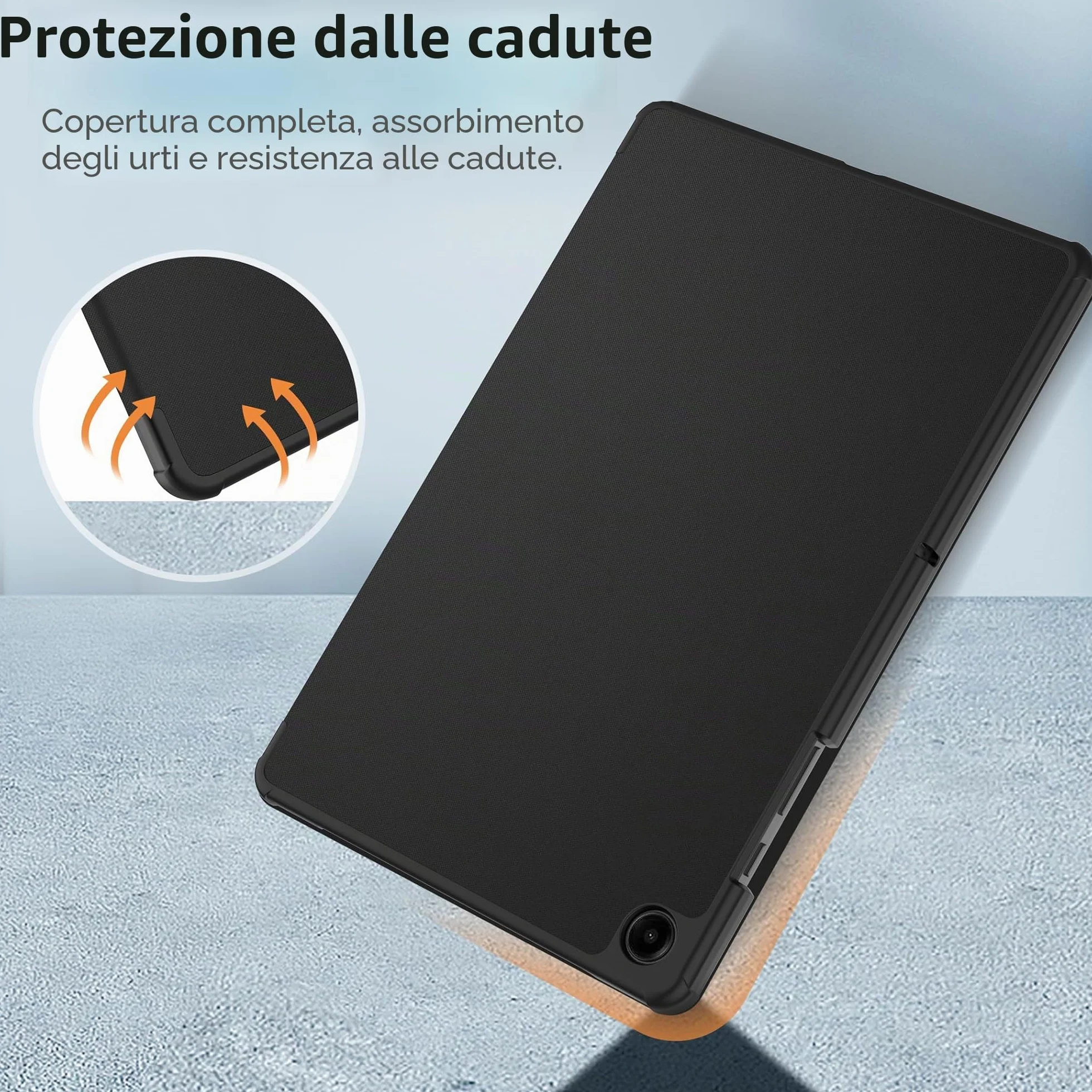 Custodia Compatibile Samsung Galaxy Tab A9+ Plus 11 Pollici 2023 SM-X210 X215 X216 Nero