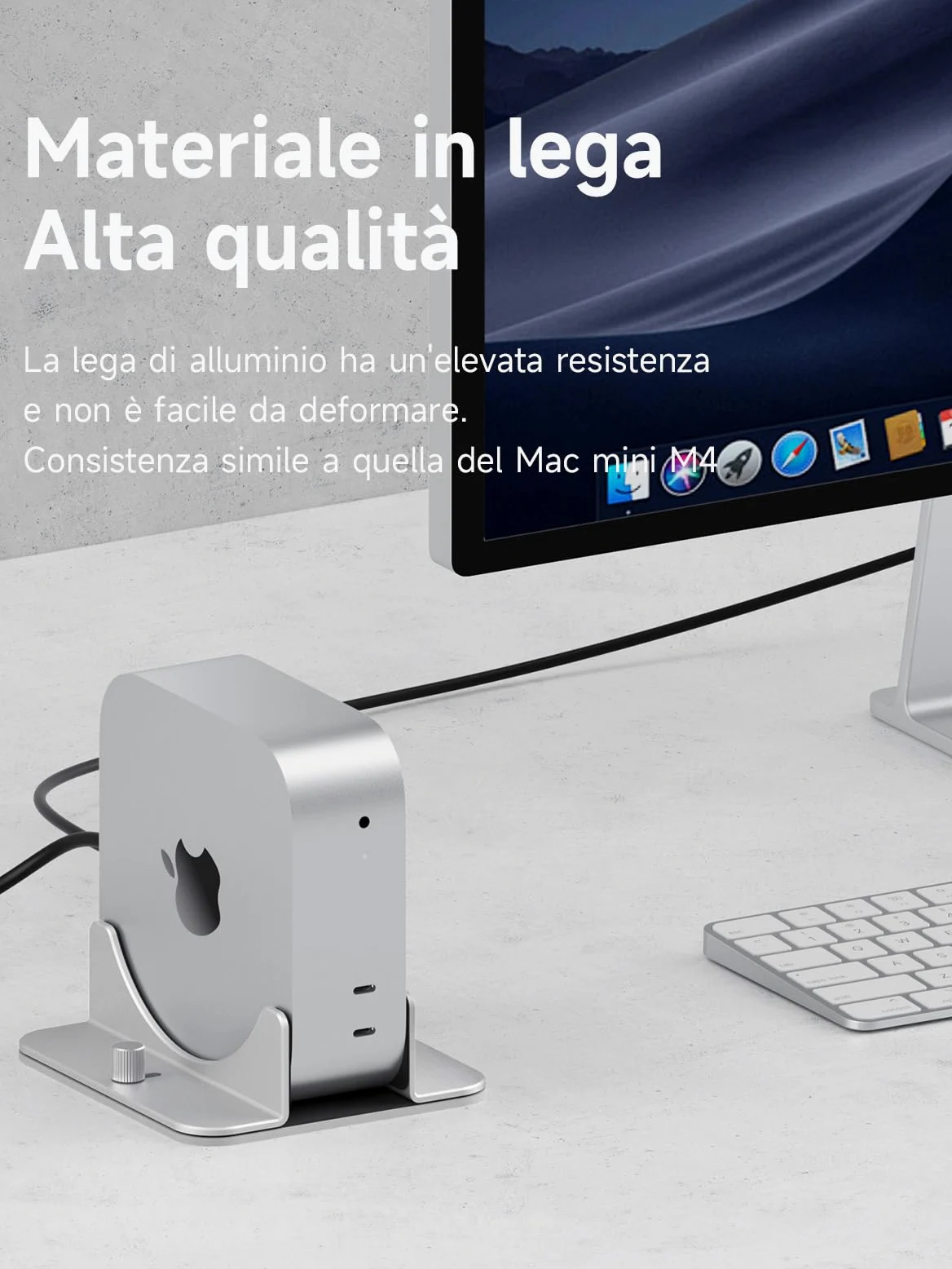 Hagibis Supporto verticale per Mac Mini M4, in lega di alluminio, supporto antiscivolo per computer, compatibile con chip M4, Mac Mini Pro