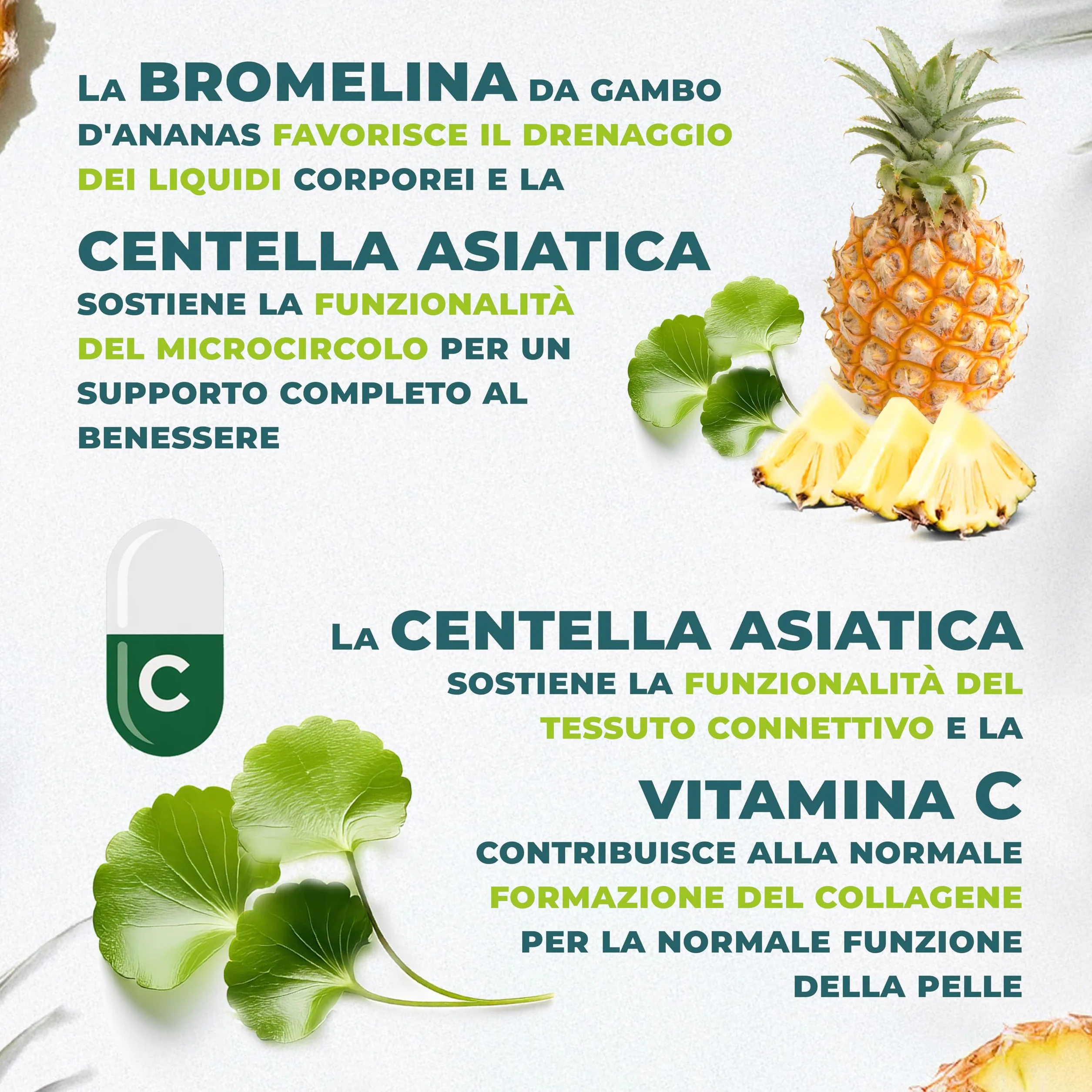 IN VITAE Bromelina Forte Drenante Complex Integratore Alimentare con Centella e Vitamina C Supporto Microcircolo Cellulite Stick Gel Gusto Ananas