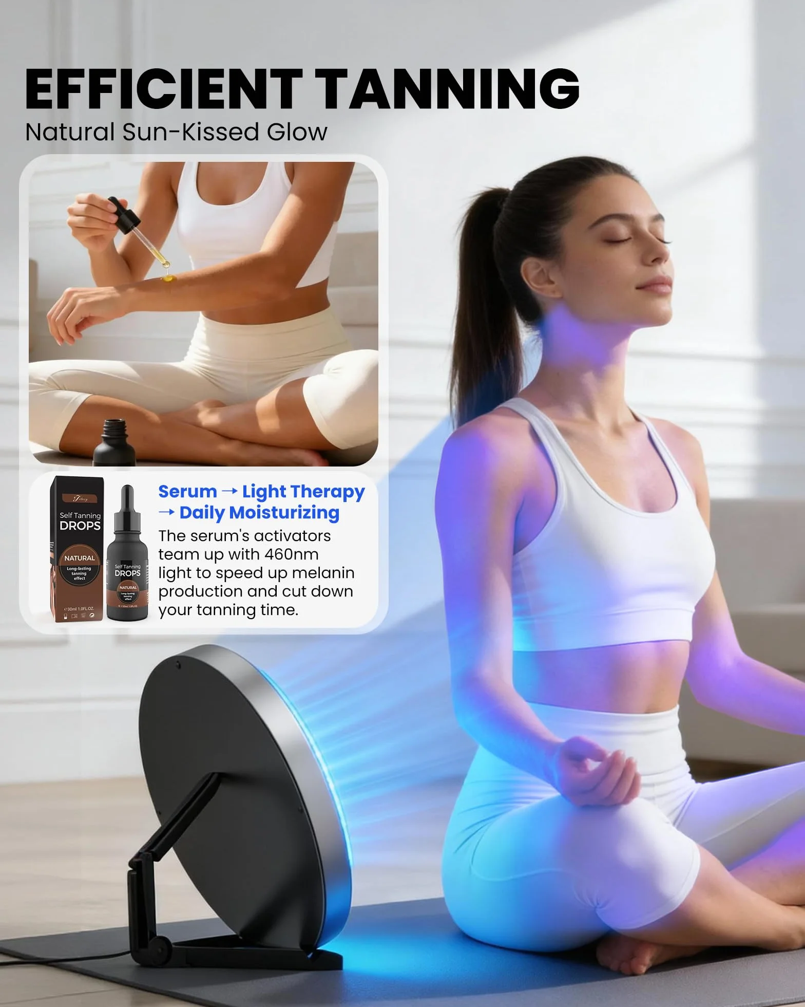 Solarium viso 250 LED 460 nm luce blu abbronzante con supporto da tavolo e sospensione