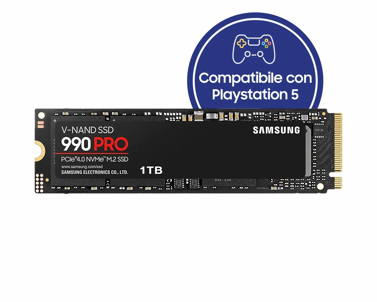 Samsung 990 PRO 1TB NVMe M.2 SSD PCIe 4.0 7450 MB/s lettura 6900 MB/s scrittura interno Nero