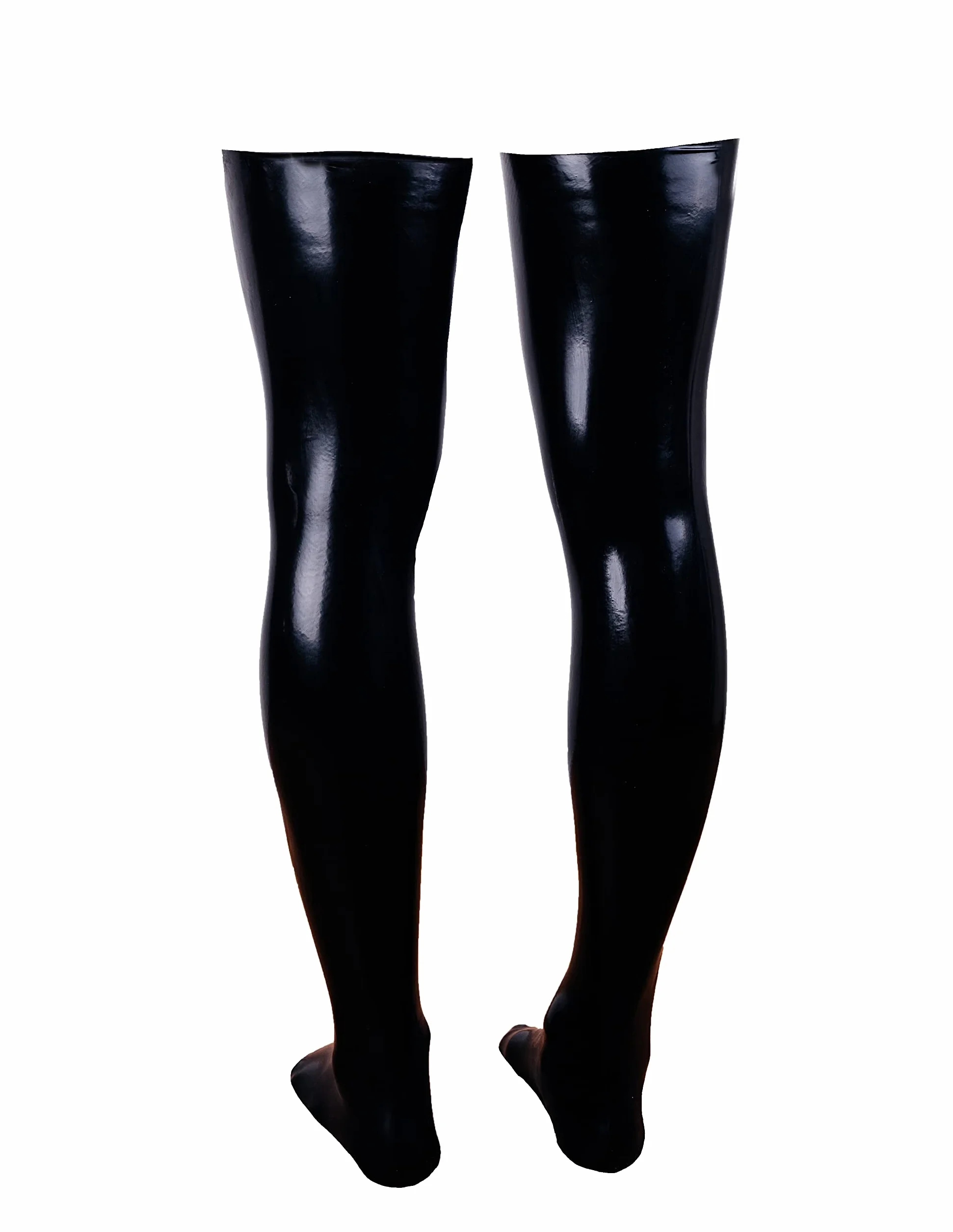 Rubberfashion Lungo Lattice Calze Sexy Sopra Ginocchio Coscia Donne Uomini Nero 0,4 mm M