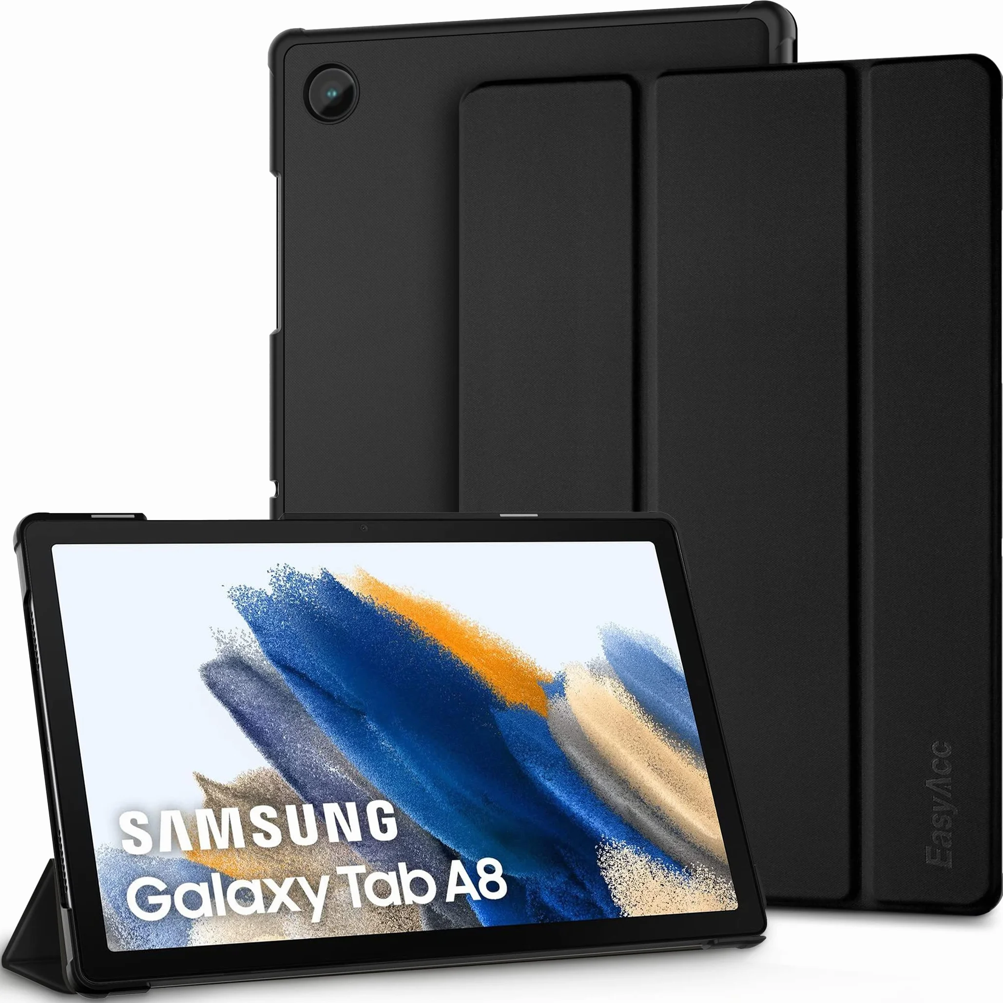 EasyAcc Custodia Samsung Galaxy Tab A8 10.5 Pollici 2021/2022 SM-X200 SM-X205, Ultra Sottile Smart Cover in Pelle , Nero