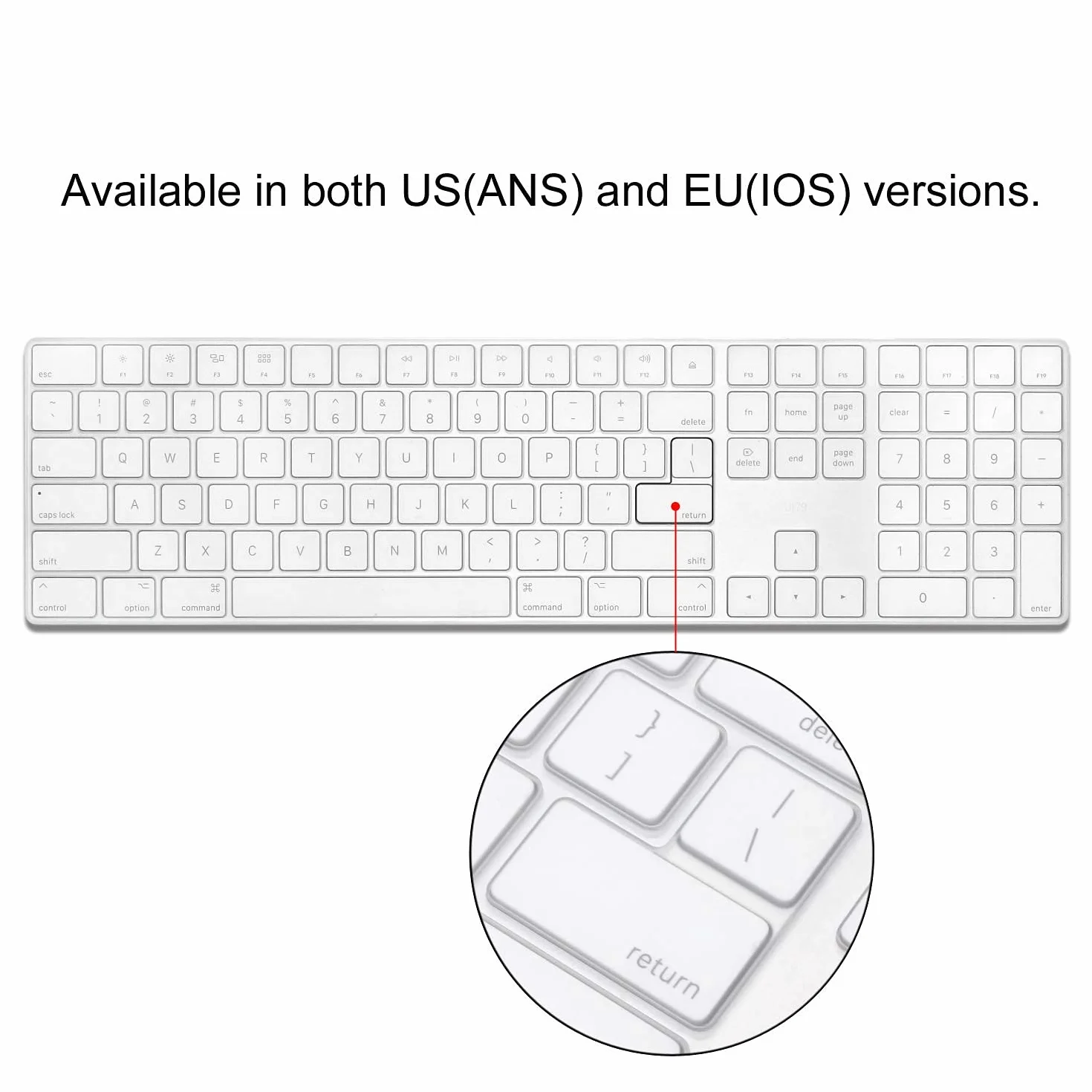 Custodia protettiva in silicone trasparente per Apple iMac Magic con tastierino numerico MQ052LL/A (A1843), ultra sottile per tastiera americana ed europea