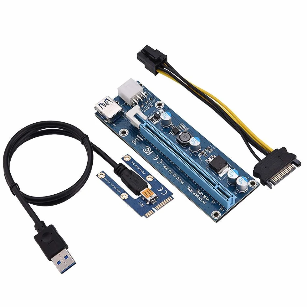 Mini adattatore PCI-E 16X, riser extender mini da PCI-E a PCI Express16x con 4 condensatori a stato solido e interfaccia 6 pin per l'estrazione di schede video