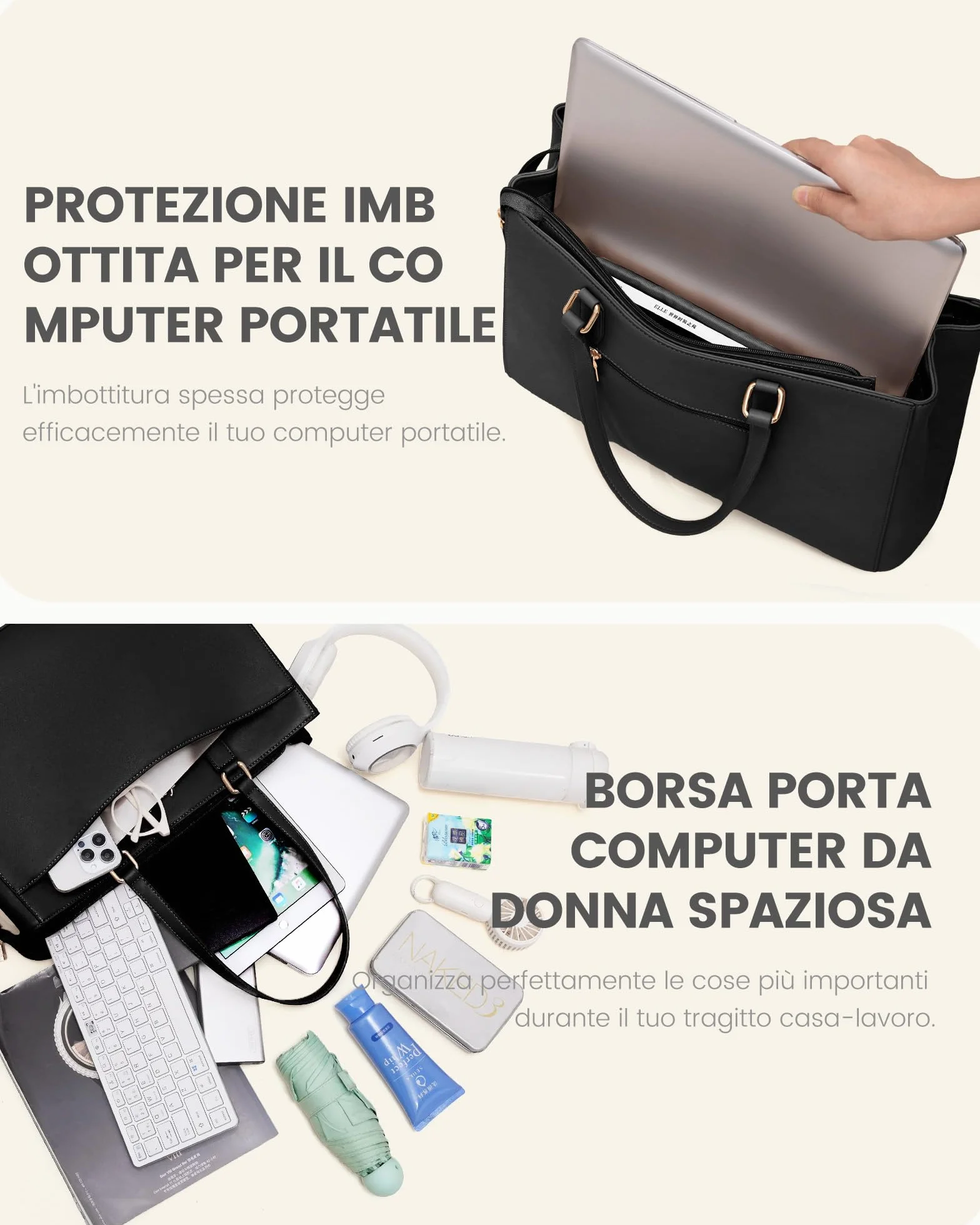 LOVEVOOK Borsa Donna Grande, PU Pelle Borse da Lavoro Università Tote Bag porta PC, Elegante Borsa Tracolla per Ufficio University Docente Scuola