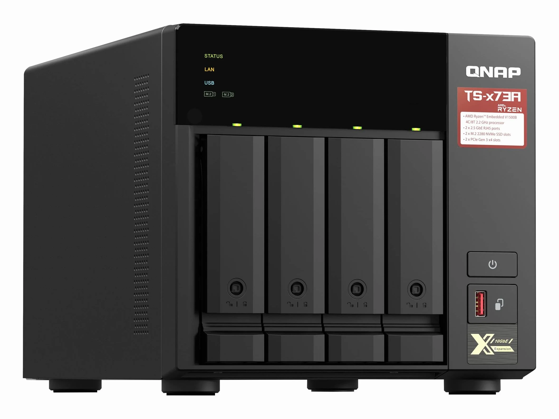 QNAP TS-473A NAS Tower Ryzen Embedded V1500B 8 GB DDR4 Nero