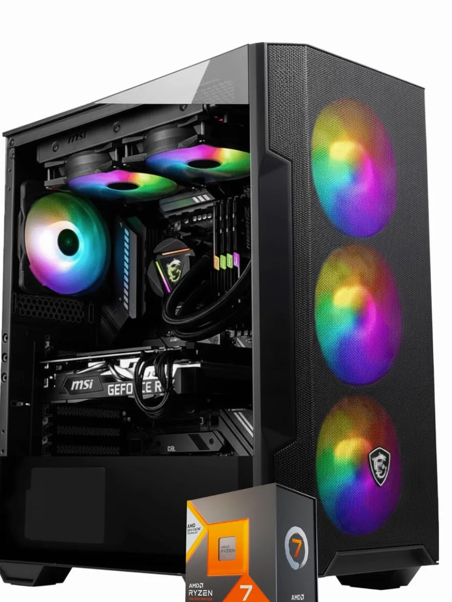 Pc Gaming RYZEN 7 7800X3D- Scheda video RTX 5060 8GB Gddr7 - RAM 32GB DDR5 6000mhz RGB - Nvme 1TB SSD - 2.5G LAN - WIFI 6E - Dissipatore a Liquido 240mm - Wifi -Licenza W11