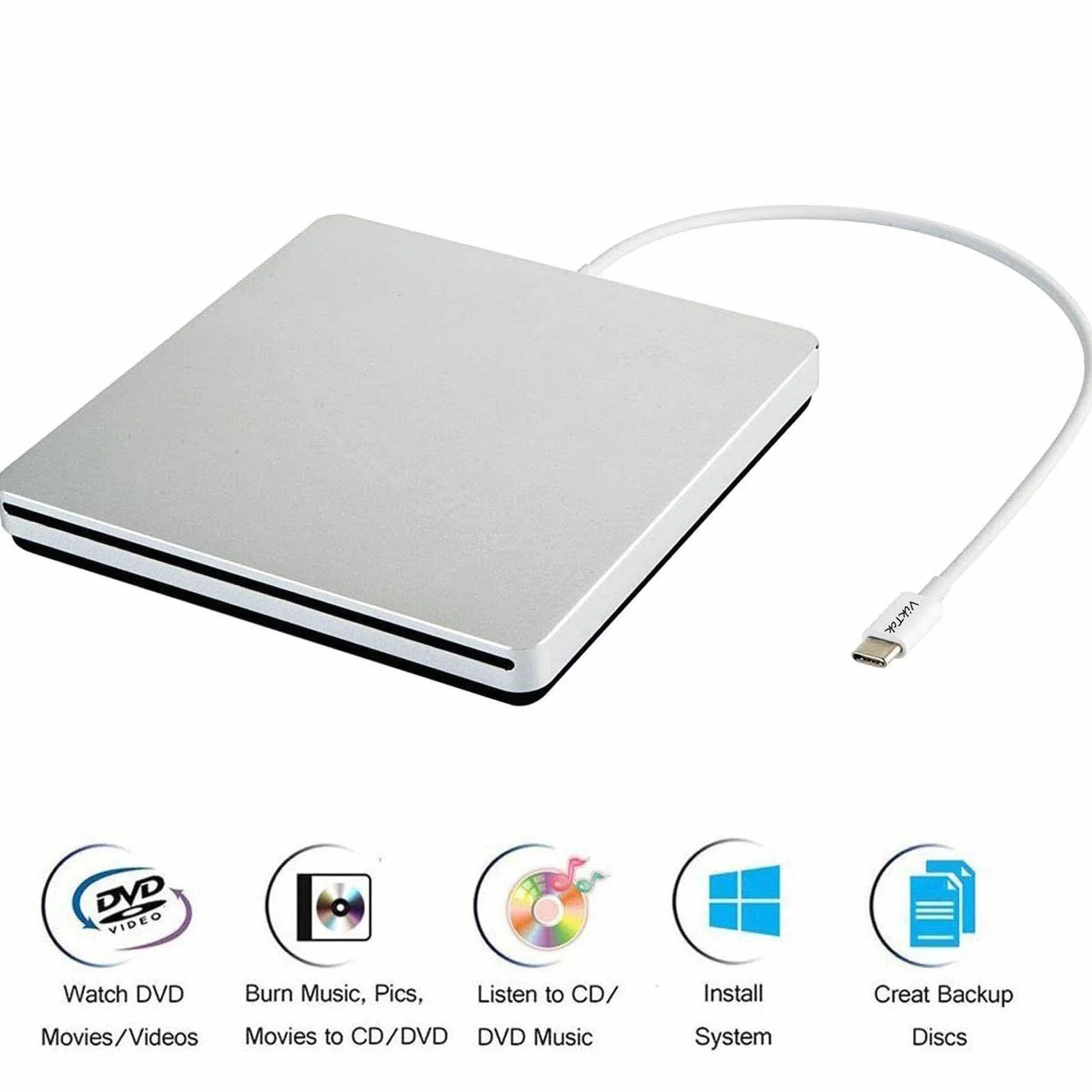 USB-C Superdrive External DVD/CD Reader and DVD/CD Burner for Apple-MacBook Air/Pro/iMac/Mini/MacBook Pro/ASUS/AS.