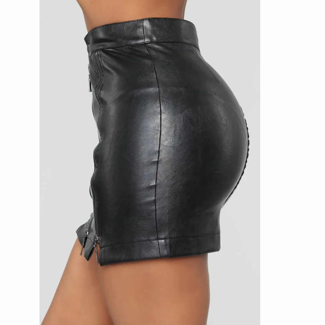 HEARTTOUCH spódnica skórzana damska wysoka talia PU slim mini clubwear