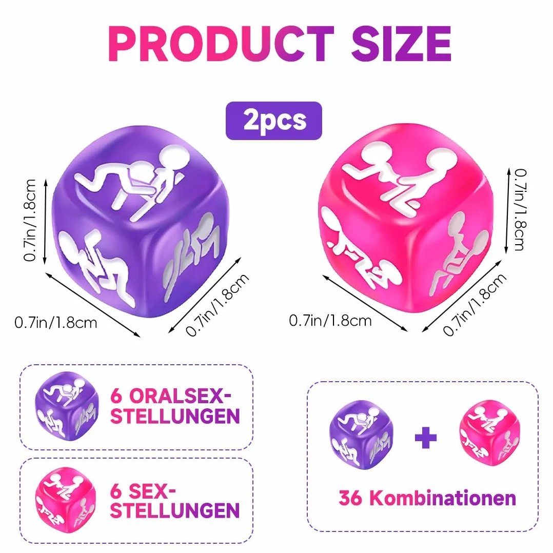 Dado Sessuali 2 Pezzi Viola Rosa Diametro 1.8 Cm Leggeri Compatti