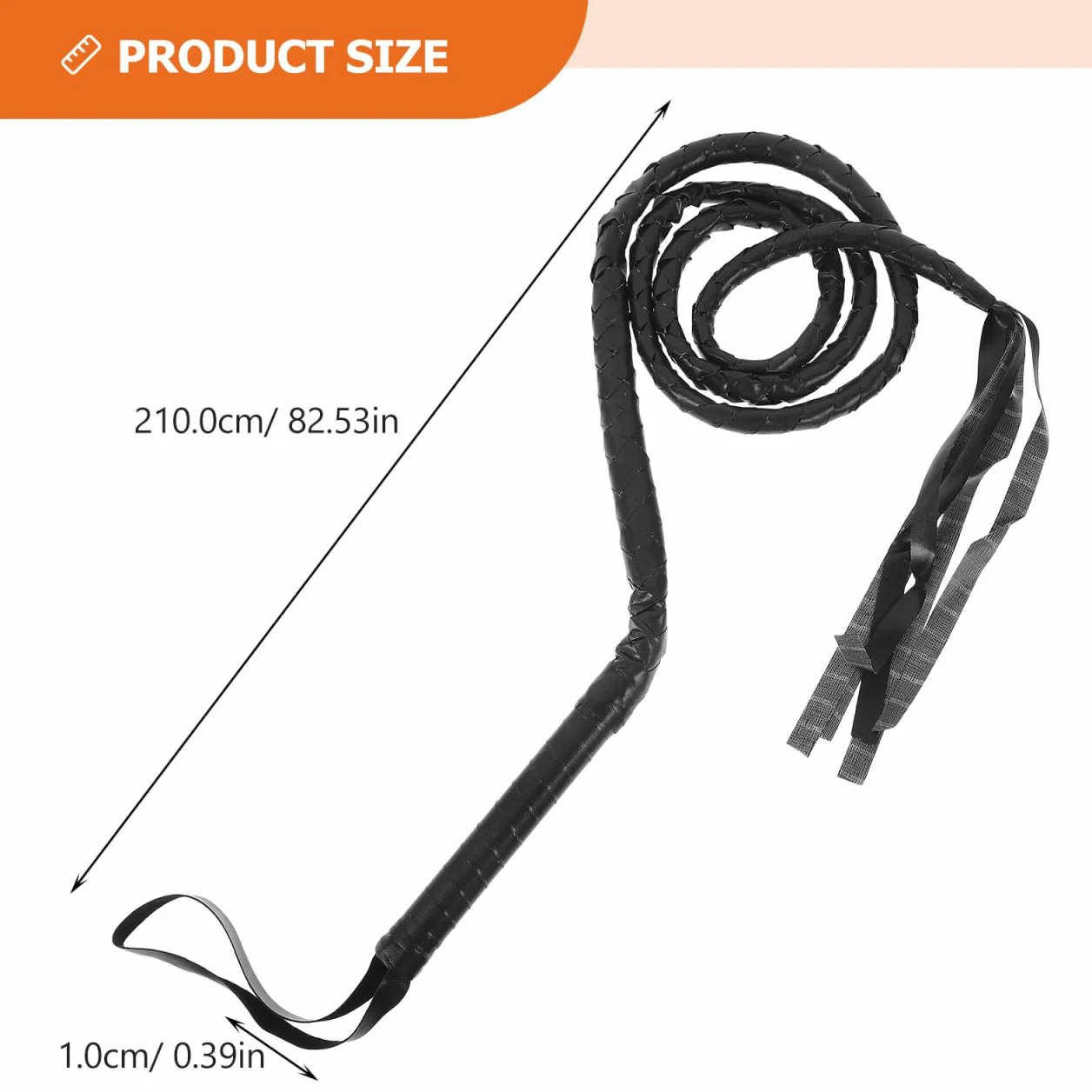 Frusta per schiavi flogger 1.8-2,0 cm Whip nero accessorio Halloween costume