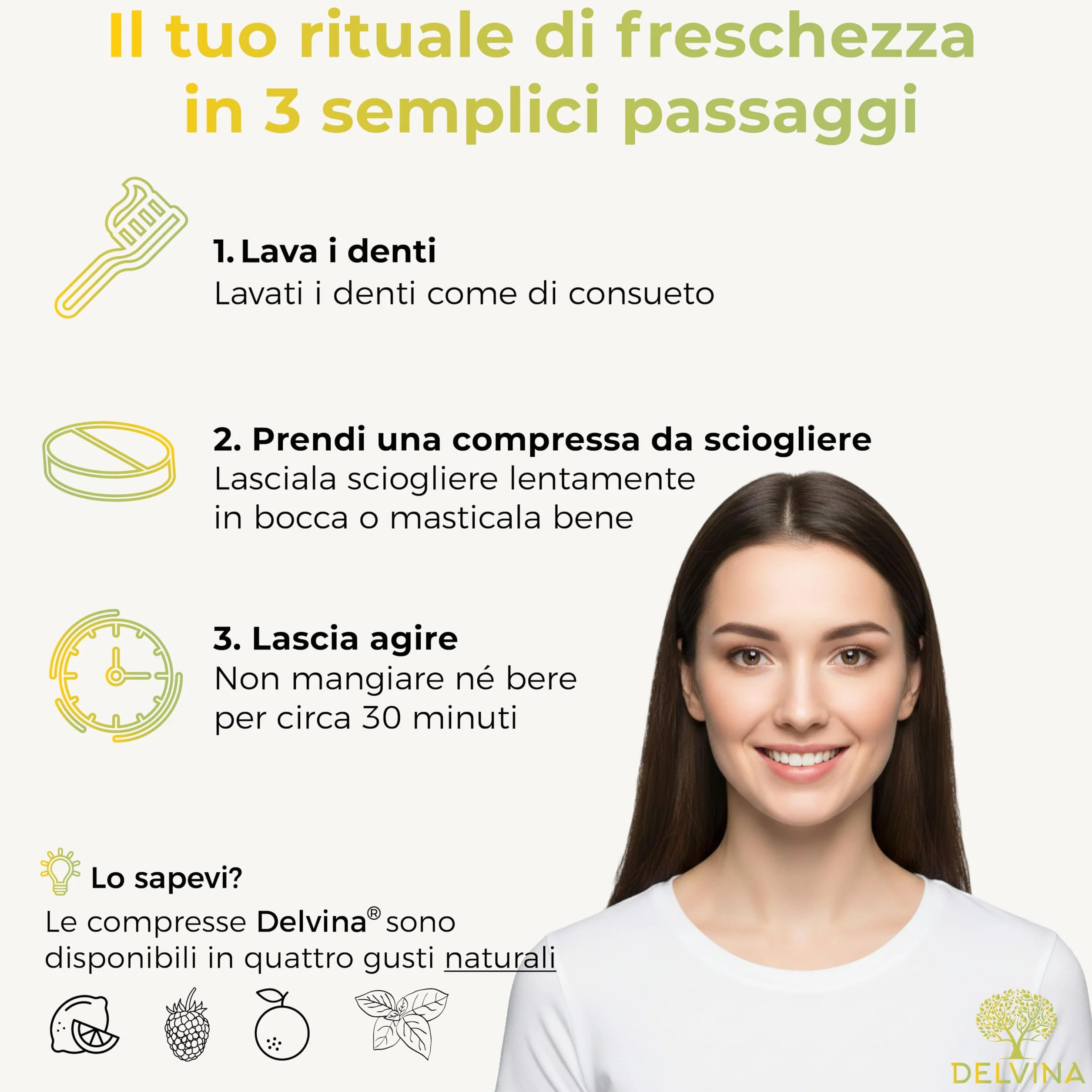 Pastiglie Vegane per l'Igiene Orale 90 Pezzi con Vitamina D3 e Limone contro l'Alitosi