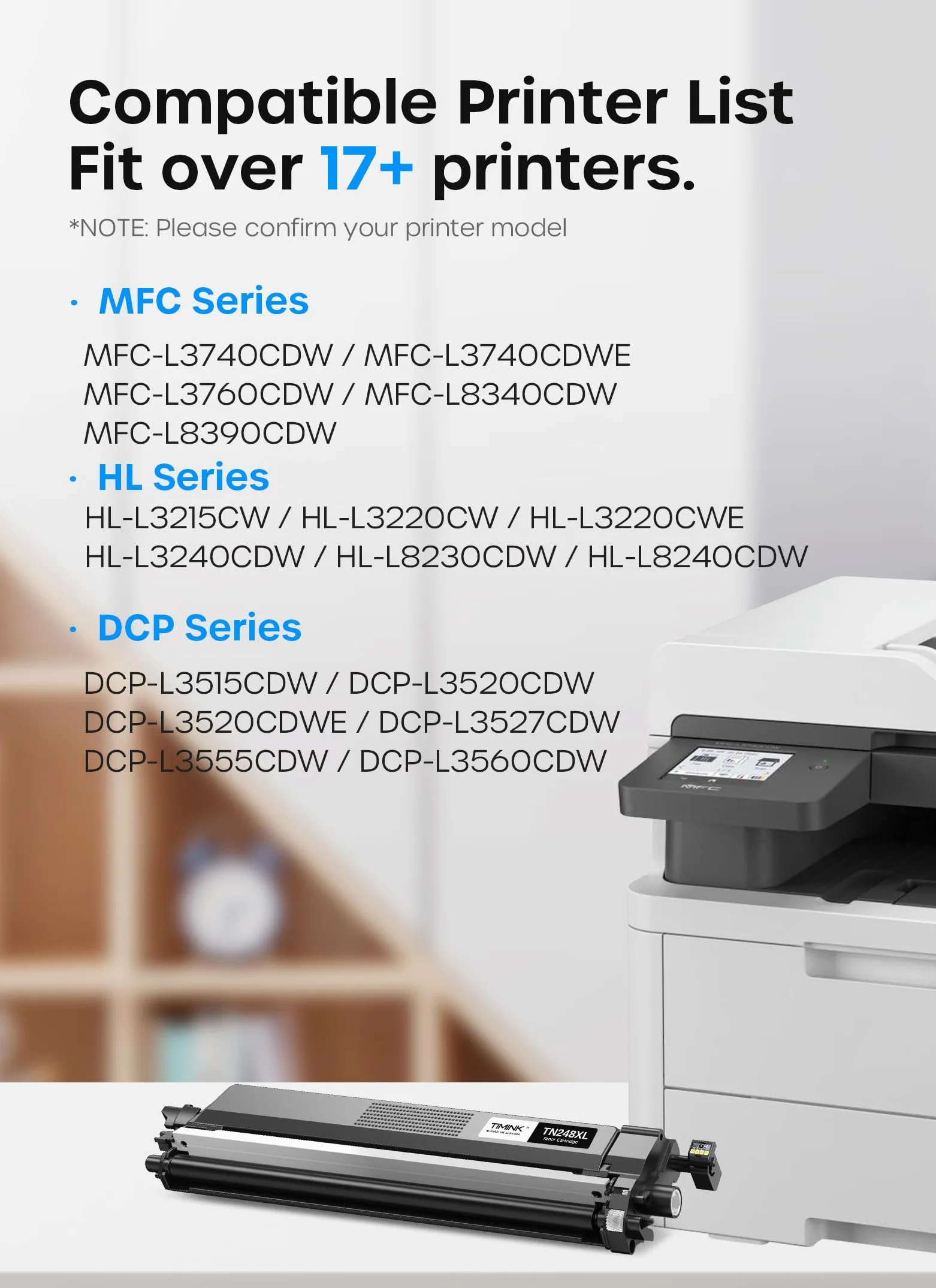 TN248XL TN-248 Compatibile per Brother TN248 TN248bk TN248XL Compatibile per Brother DCP-L3560CDW MFC-L8340CDW MFC-L3760CDW MFC-L3740CDWE HL-L3220CWE DCP-L3520CDW HL-L3240CDW(4 Pack)