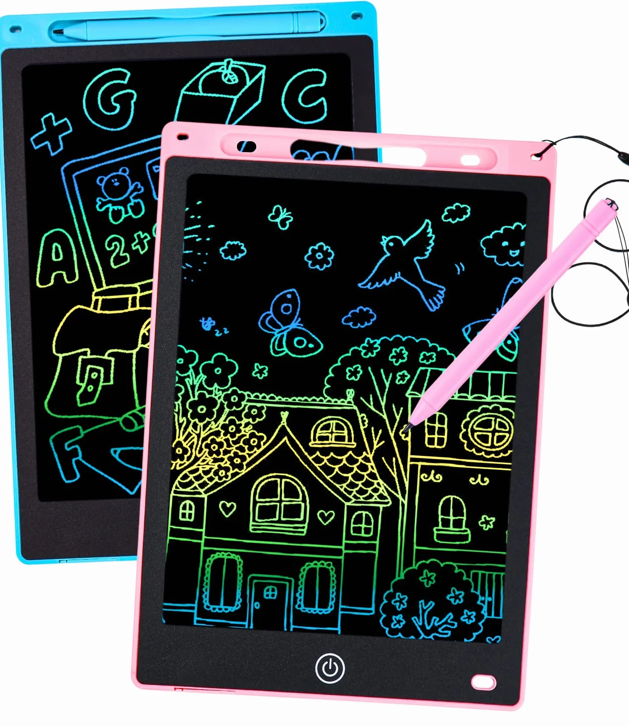 Tavoletta Grafica Bambini LCD 12 Pollici Display Colorato Cancellabile con Pulsante Elimina e Blocco