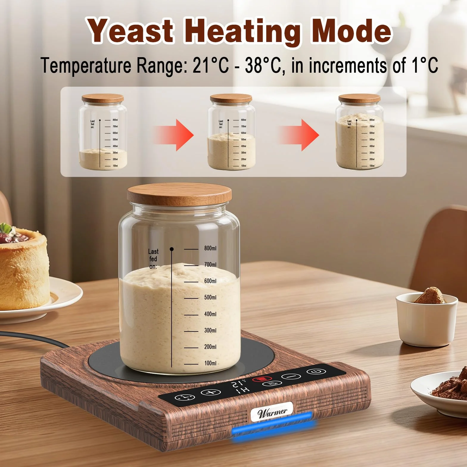 Scalda Tazza 2 modalità, Scalda Tazza da Scrivania, 21 °C-80 °C, Scaldatazza con Timer 1-12 ore/1-24 Ore, Spegnimento Automatico di 4 Ore, Scaldatazze per Ufficio, Casa, Fermentazione