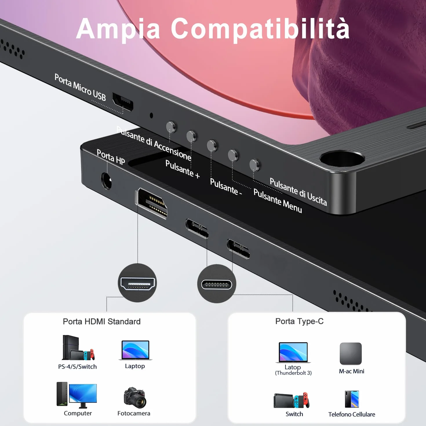 UPERFECT Monitor Portatile 15,6 Pollici FHD 1080P Schermo IPS Opaco con Standard HDMI Type-C, Compatibile con VESA, Secondo Display per Laptop/PC/Telefono/Switch/Xbo, con Copertura Intelligente
