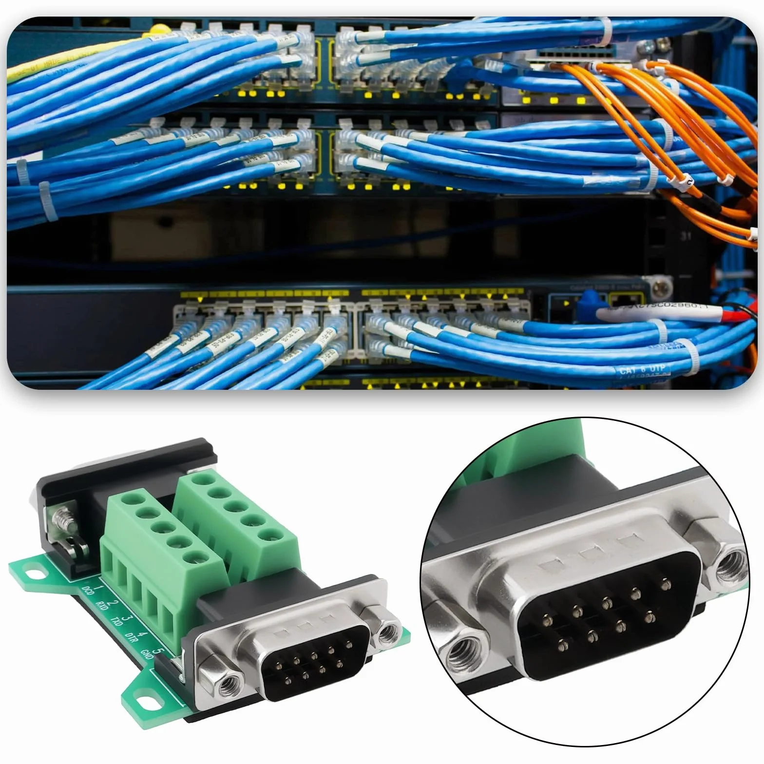 2 Pezzi DB9 Maschio A Femmina Breakout Board RS232 D-Sub Seriale A Terminale A 9 Pin per Apparecchiature di Controllo Industriale Automatico Registratore di Cassa