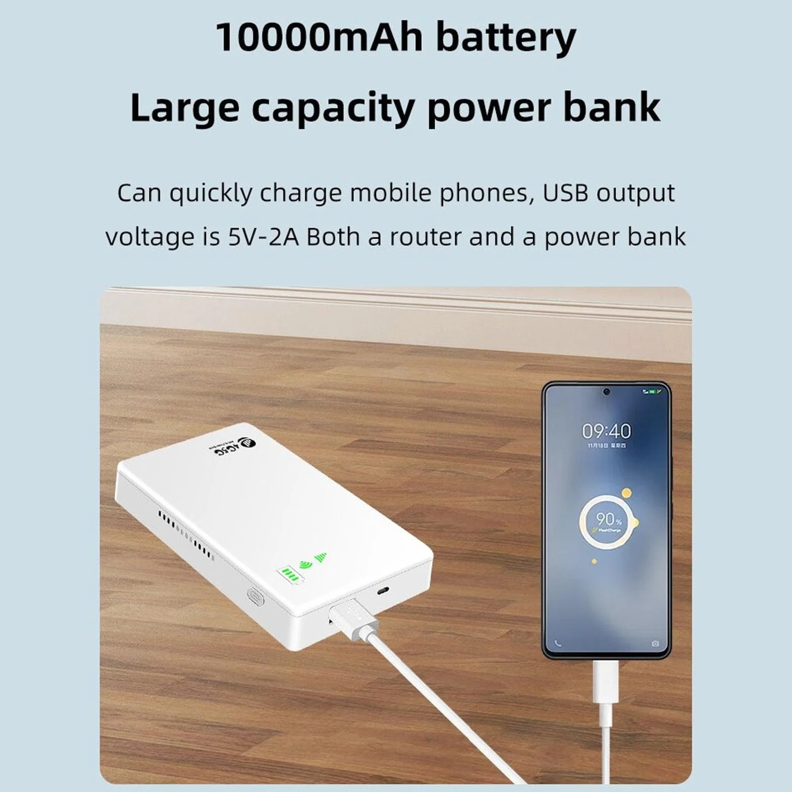 Hotspot WiFi Mobile 4G LTE, Router Sbloccato 5G con Supporto Slot SIM per 10 Dispositivi, Modem 300Mbps 10000mAh per Viaggi