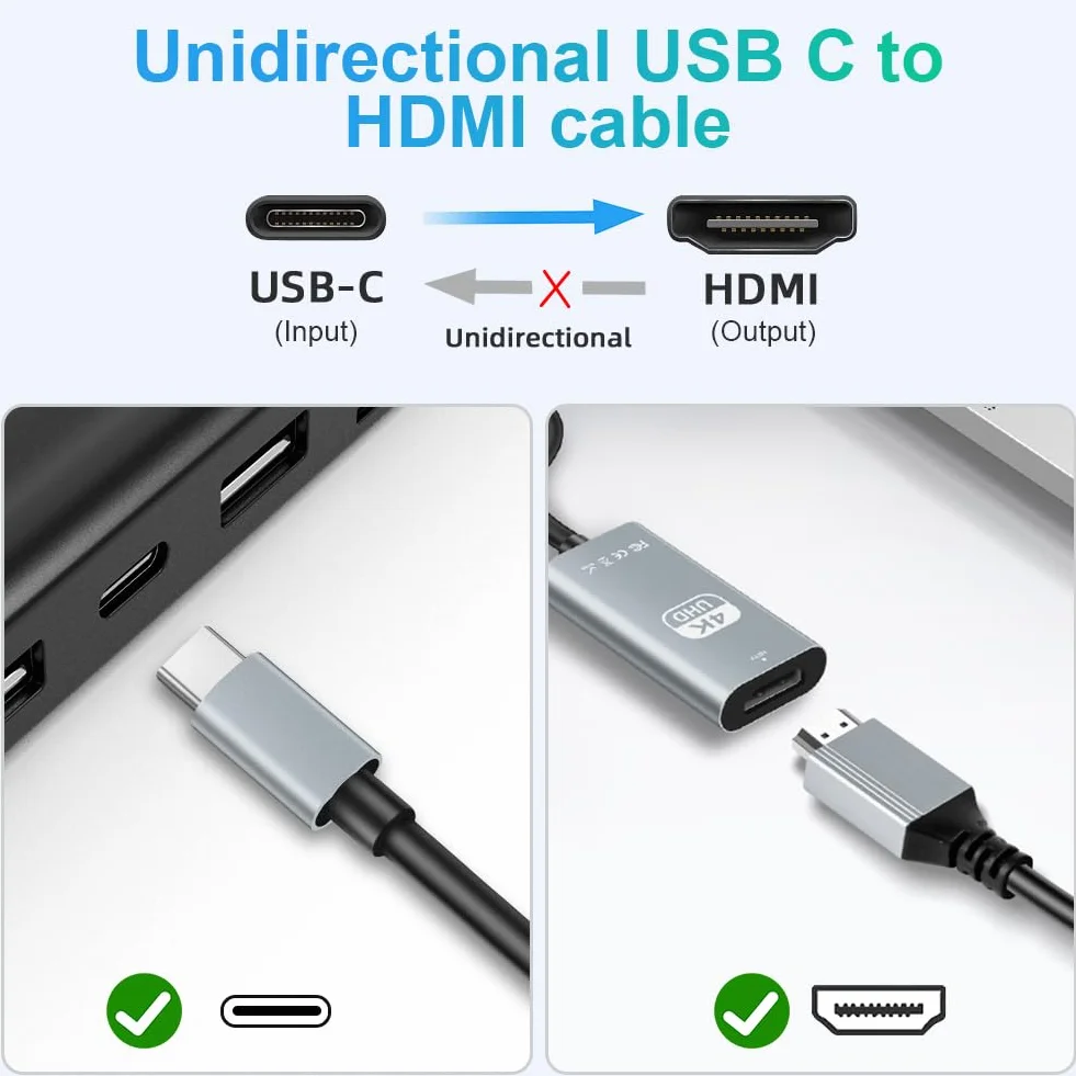 AXFEE Adattatore HDMI USB C, 4K@30Hz, Adattatore USB C HDMI, Compatibile con iPhone 17/16Pro/16Pro Max/16/15, MacBook Pro/Air, iPad Pro/Air, Pixelbook, Samsung Galaxy S/Note, Dell XPS, Surface Pro