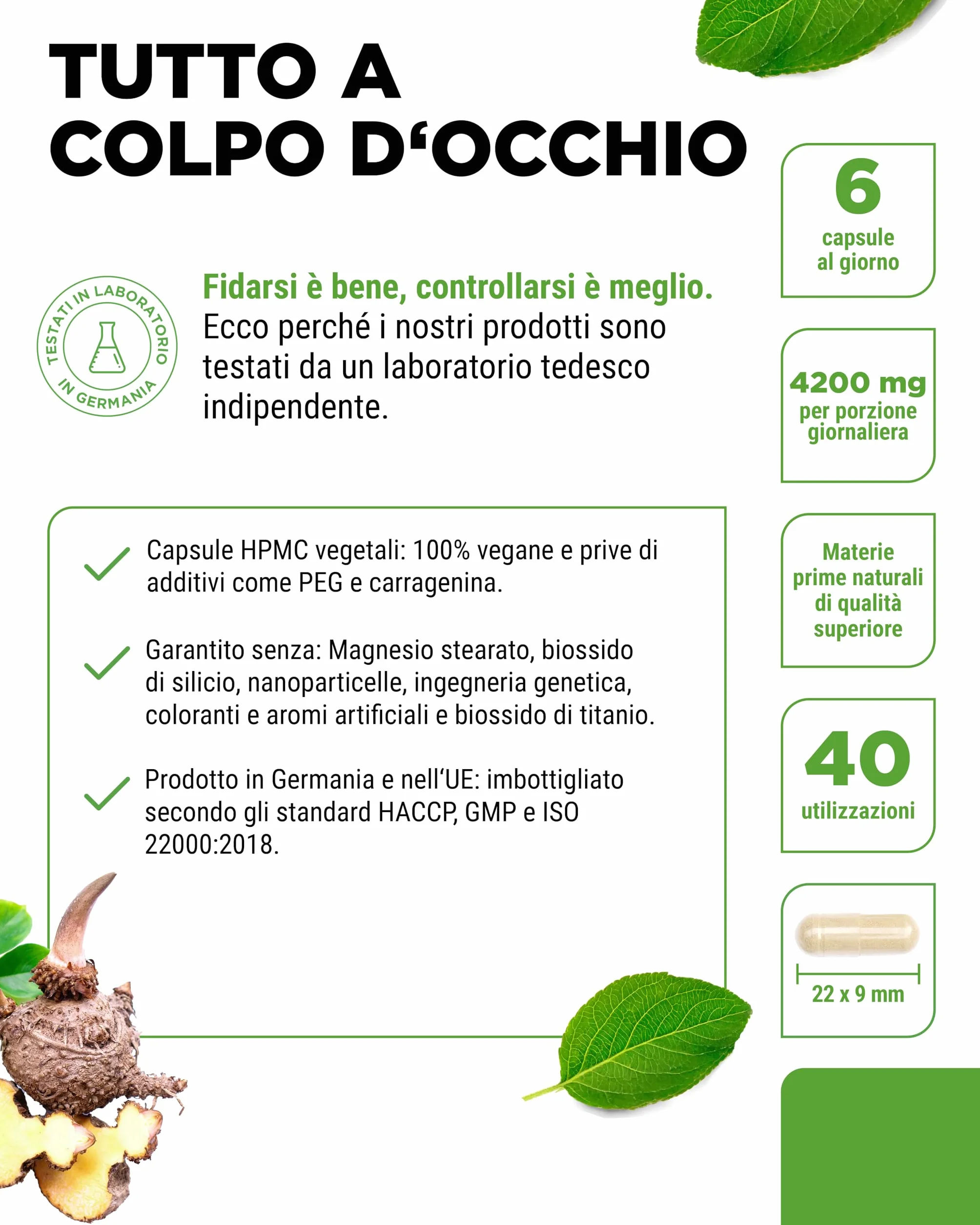 Glucomannano dalla radice di konjac 240 capsule 4200 mg per porzione con cromo Vegan