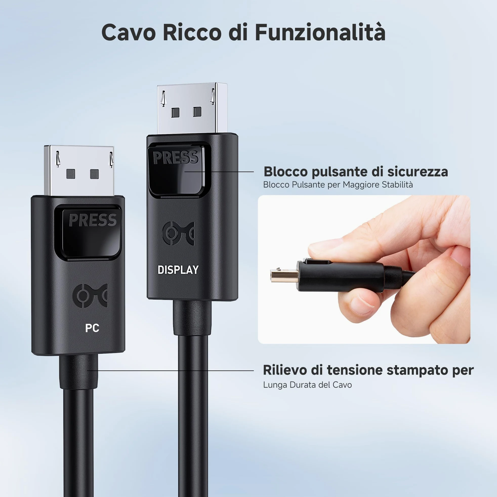 Cable Matters Cavo DisplayPort attivo unidirezionale video e HDR, 7,5 m | 8K@60Hz, 4K@144Hz, HDR, Monitor gaming, PC, GPU RTX/RX e cavo DisplayPort per monitor
