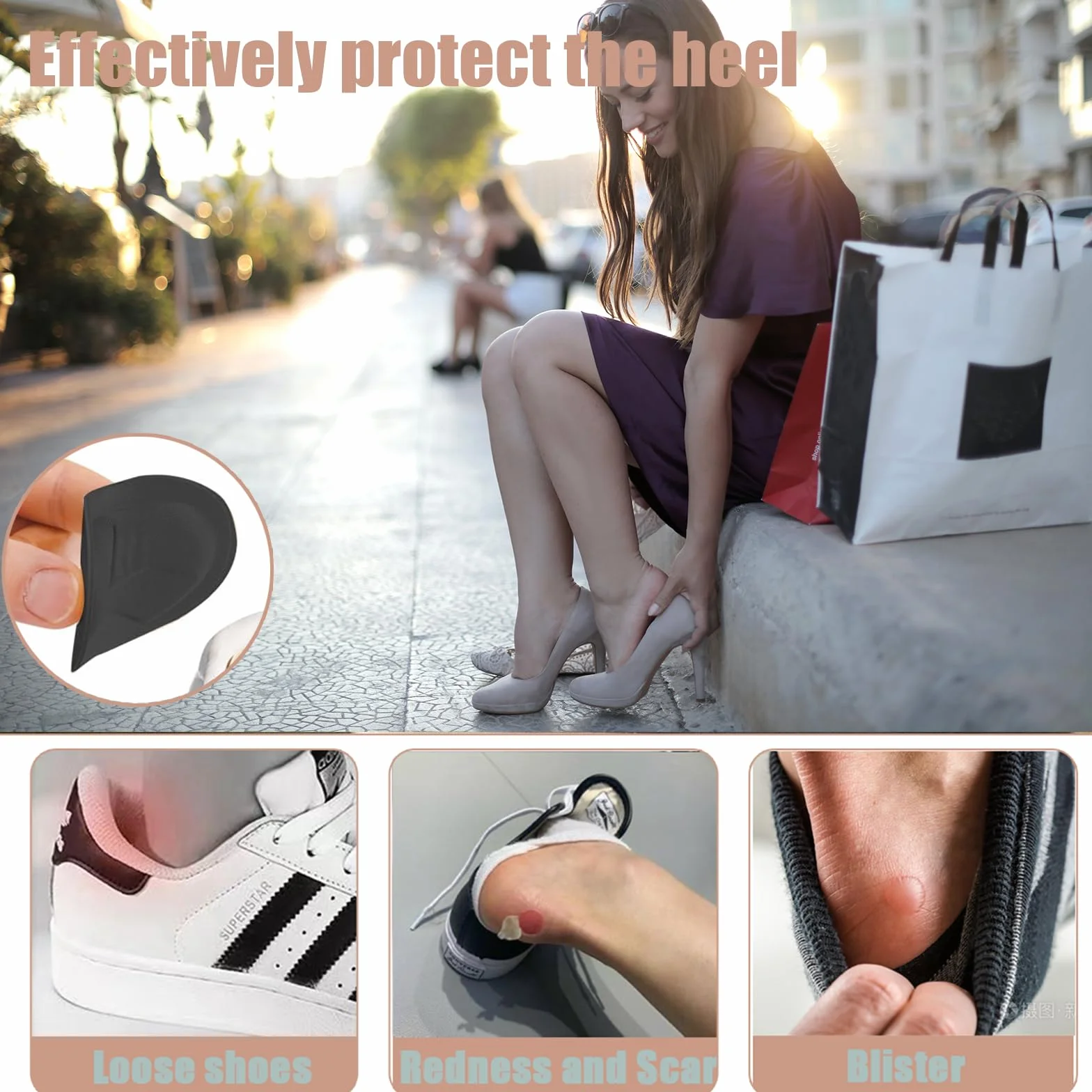Protezione Tallone Scarpe, Copri Tallone Salva Tallone Cuscinetti per Scarpe, Migliorare Vestibilità (Nero, Universale)