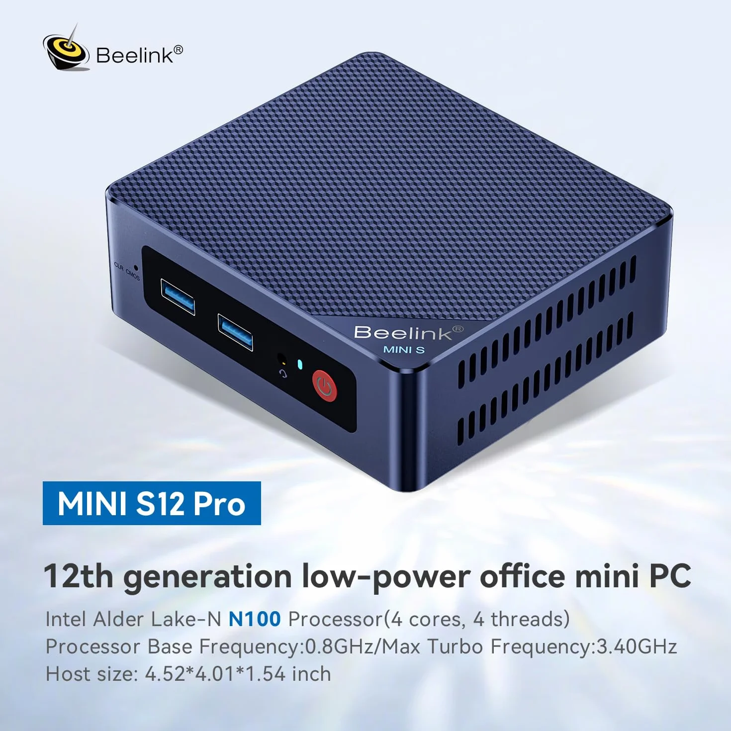 Beelink MINI S12 PRO Mini PC Intel N100 12GB LPDDR5 512GB SSD 2.5G LAN WiFi 6