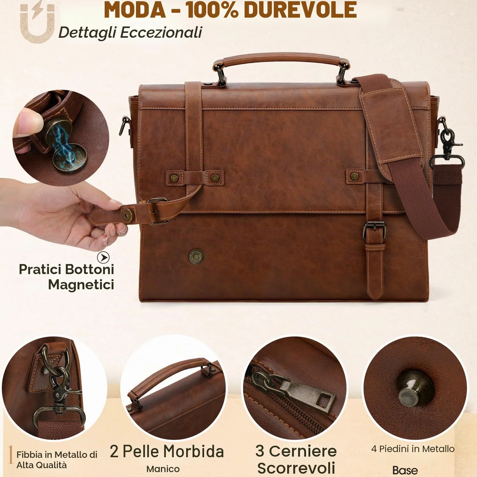 RAINSMORE Borsa Porta PC 17.3 Pollici Borsa Lavoro Uomo Pelle PU Borsa Computer Impermeabile Borsa Tracolla Valigetta Documenti Uomo