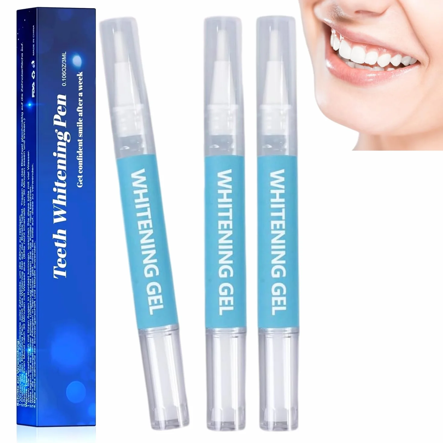 Sbiancatore per denti kit 3 pennelli sbiancanti dentali con gel penna formato viaggio sorriso più luminoso