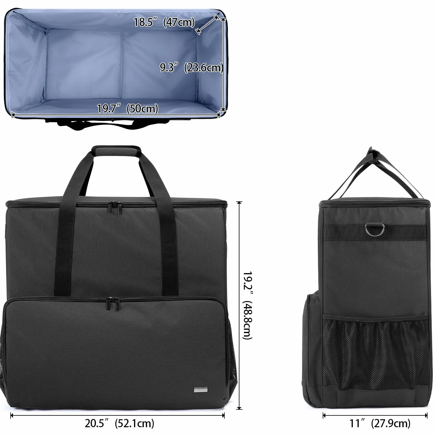 Curmio Borsa da trasporto per custodia da tavolo per computer desktop, tastiera, cavo e mouse, borsa a tracolla da viaggio per computer e accessori,Nero