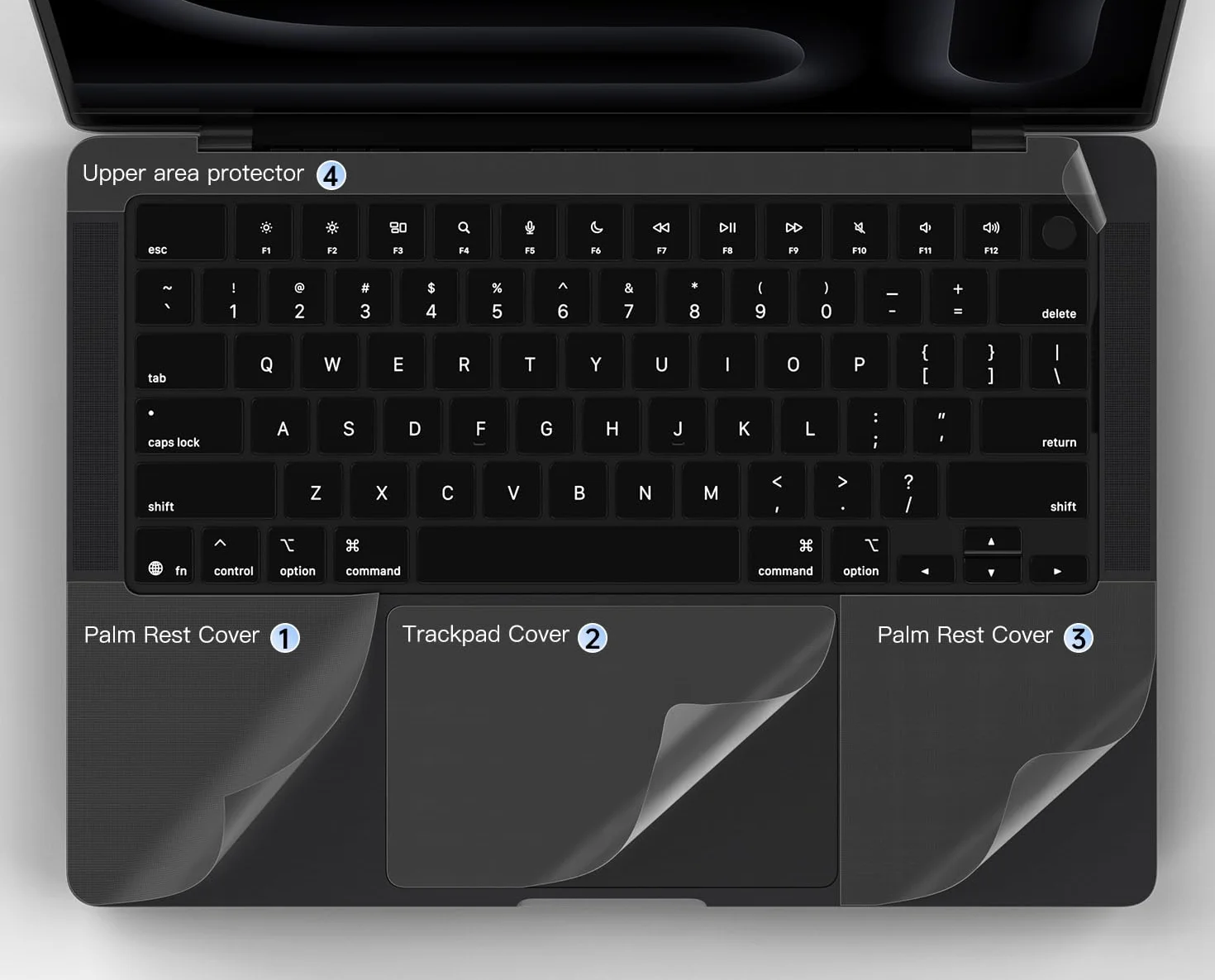 Palm Rest Cover Skin compatibile con MacBook Pro 2025 2024 2023 14" M4 M3 Chip A3112 A3401 A3185 A2992 A2918 Trackpad Protector Touch Pad Cover Skin, MacBook Pro 14" Accessori, Trasparente (4 pezzi)