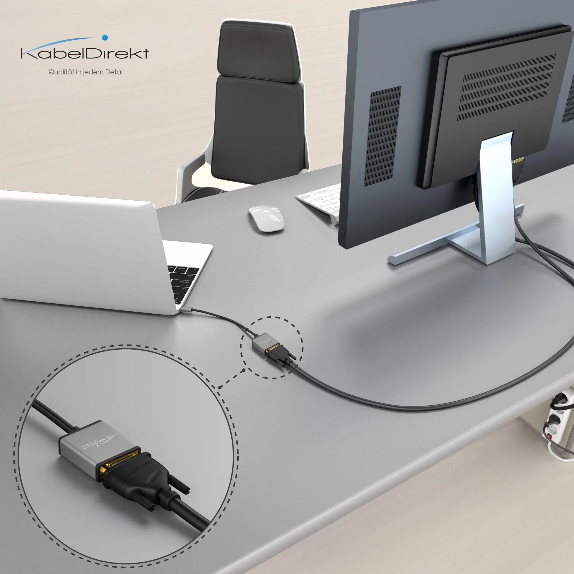 KabelDirekt – USB tipo C per adattatore VGA – 0,15 m – (risoluzioni fino a 1920 x 1200/60 Hz, USB C 3.1 e Thunderbolt 3, per MacBook Pro 2016/2017, MacBook 12“ e altri apparecchi)
