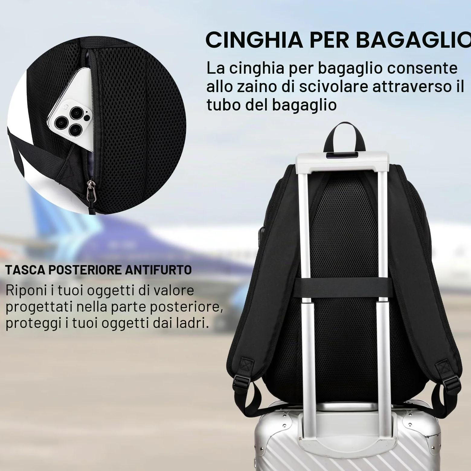 Zaino Uomo Zaino per PC Portatile, 17.3 Pollici Zaino Porta PC con Caricatore USB Media università Impermeabile
