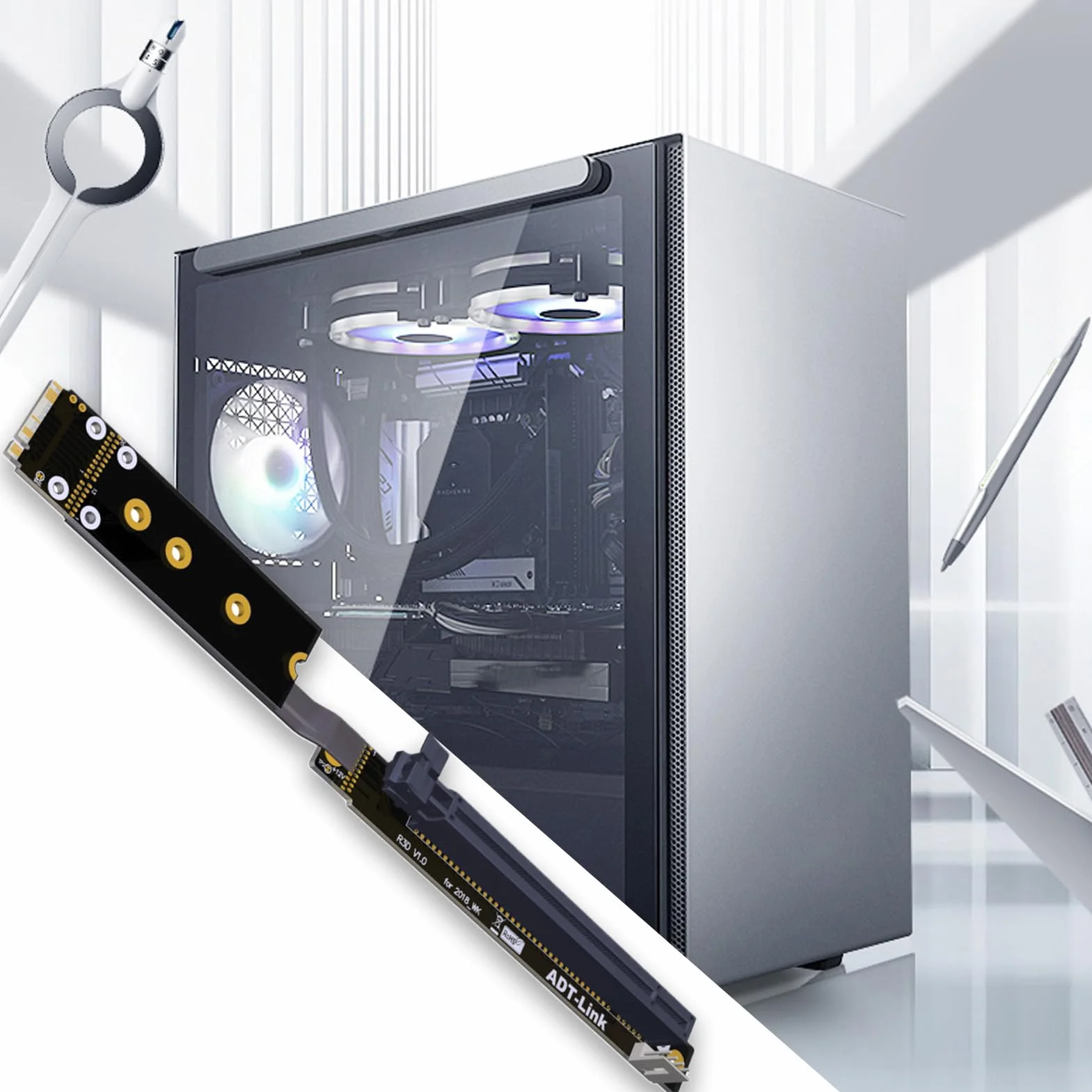 Link M2 Pci Extension - Cavo di prolunga adattatore Pci-Express Riser | Soluzione di raffreddamento versatile per migliorare prestazioni e compatibilità