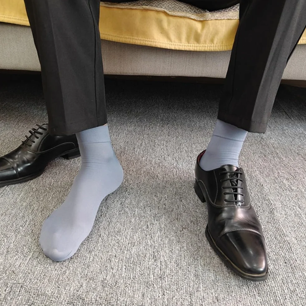 Calzini trasparenti da uomo confezione da 3, ultra sottili per abbigliamento formale, blu
