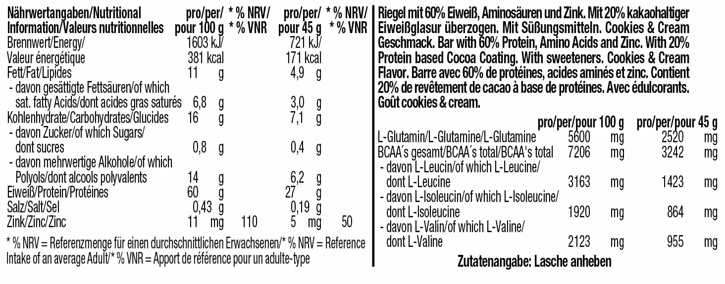 Weider 60% Proteine Bar Cookies&Cream
