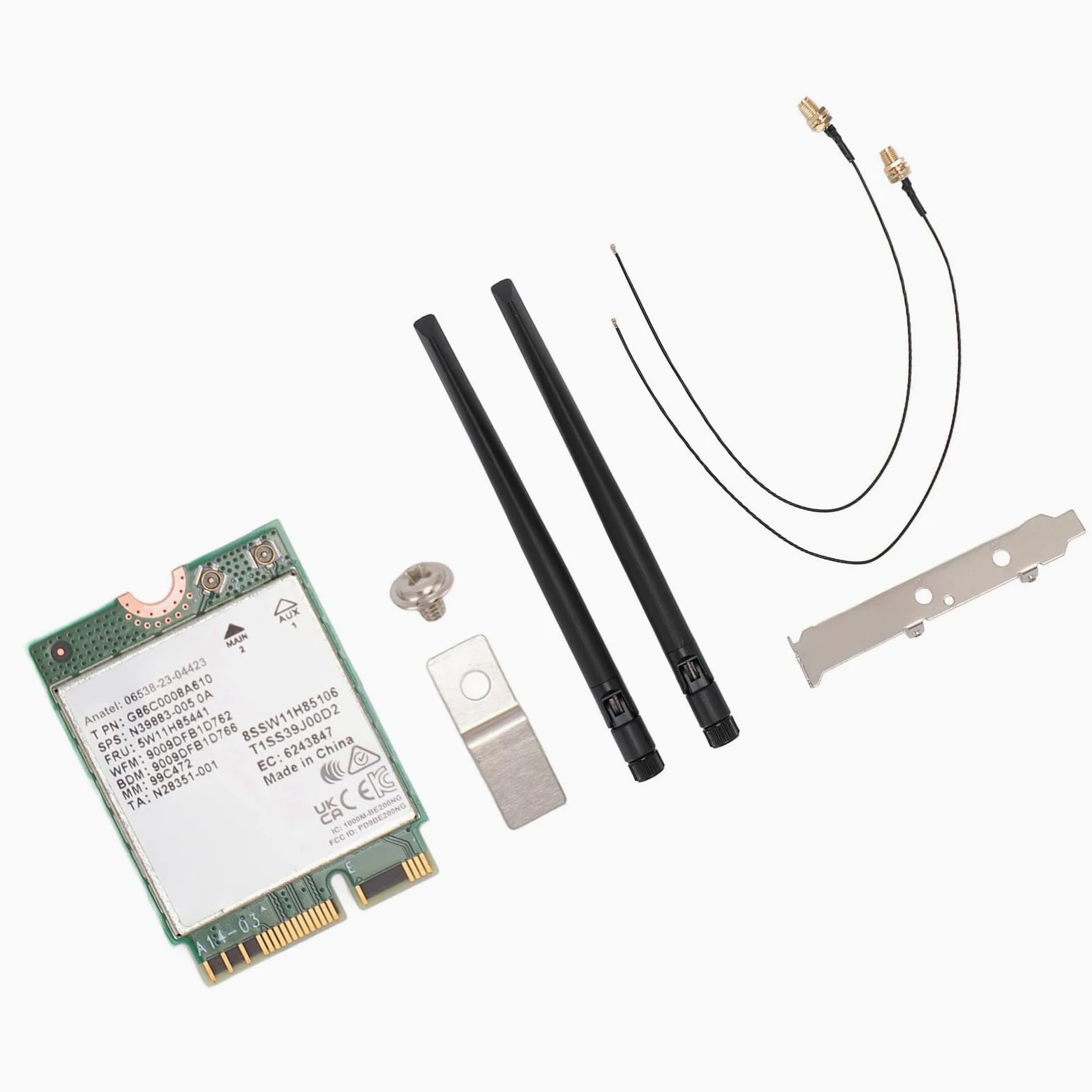 KIMISS Scheda WiFi 7 BE200NGW 2.4G 574Mbps 5G 2400Mbps 6G 5800Mbps MU MIMO Scheda di Rete con 5.4 per 10/11, OS (WiFi 7 con antenna e staffa)