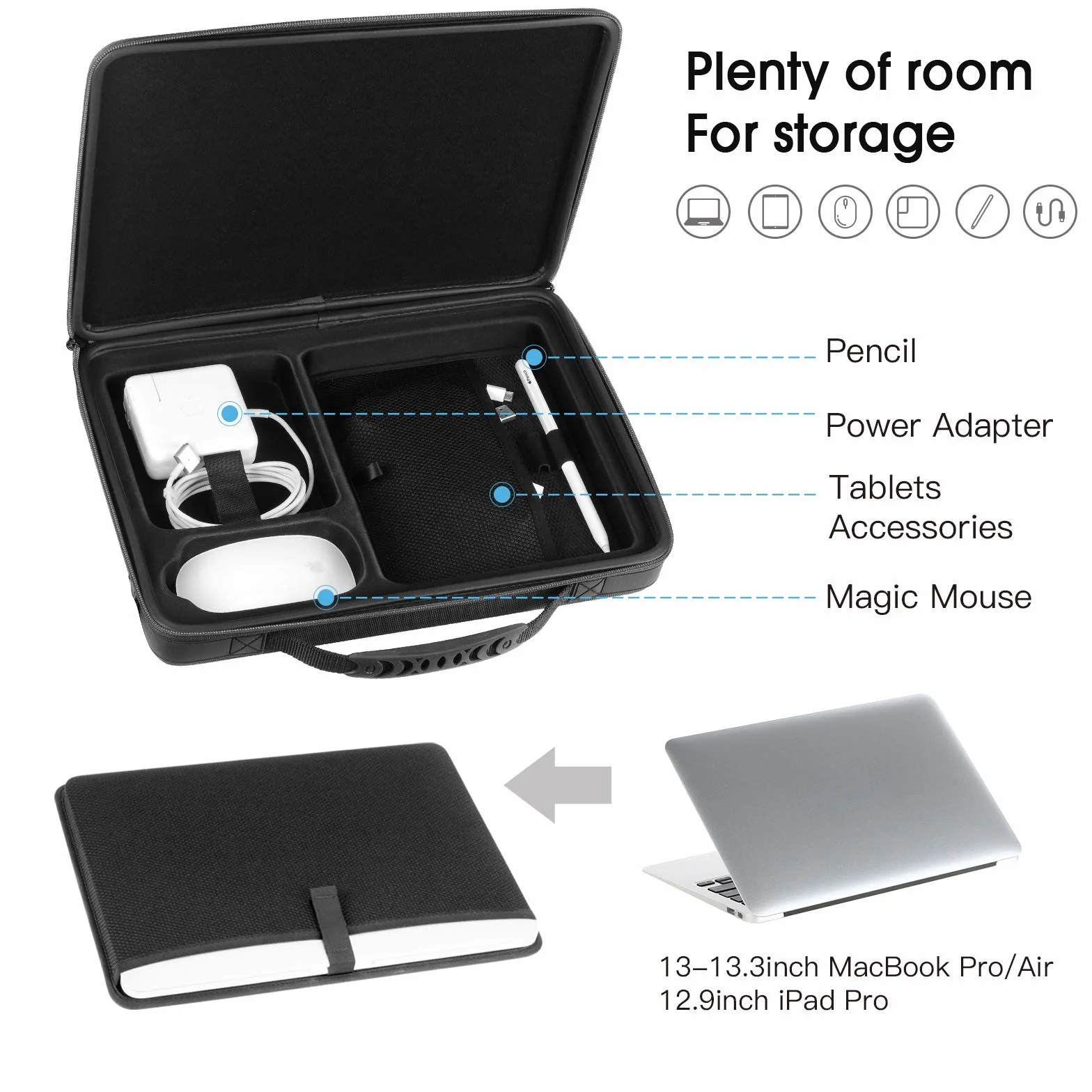 Smatree 13,3 Pollici Custodia Rigida per Computer Portatile per 14" MacBook Pro 2021/13,3" MacBook Pro/MacBook Air /12,3 Pollici Surface Pro X/8/7/6/5 Custodia protettiva - Nero