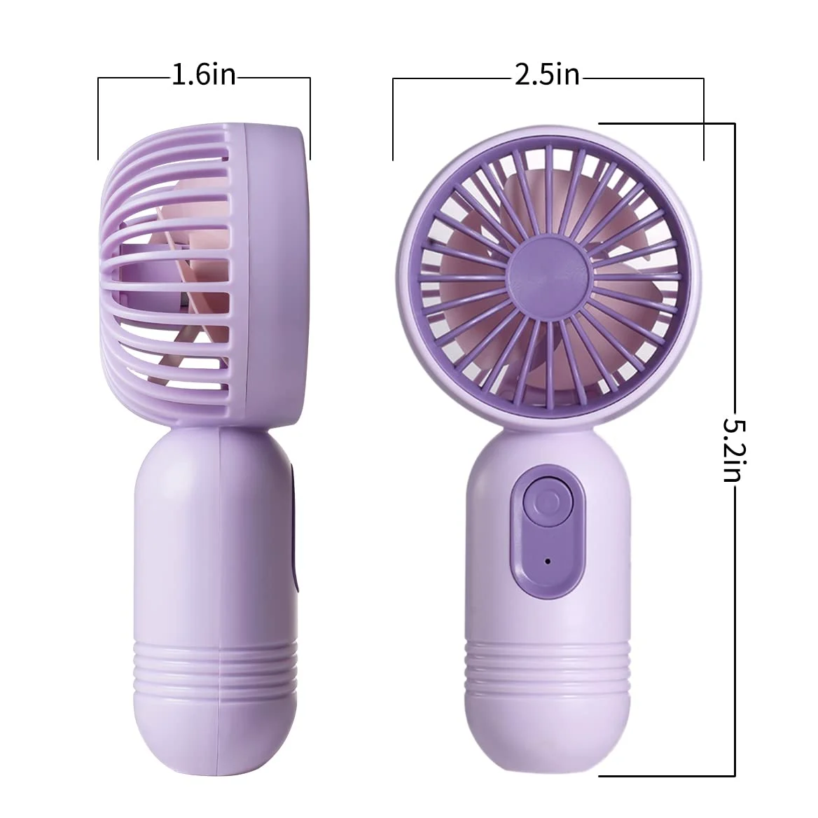JODNO Mini ventilatore portatile, grazioso ventilatore portatile a batteria, leggero, piccolo ventilatore personale (nero, 2 pezzi, bianco, rosa, blu, viola)