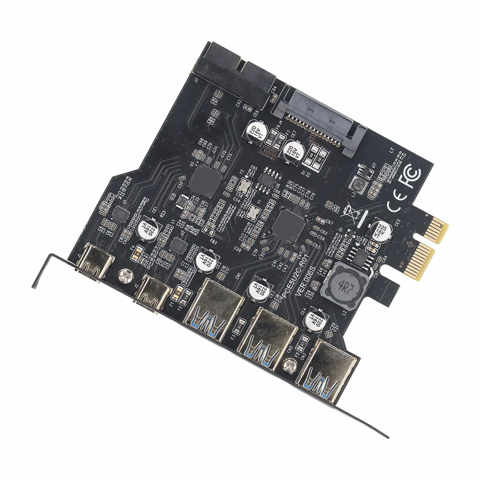 Scheda PCIe a USB 3.2 Gen 1 con Larghezza di Banda di 5 Gbps, 3 Porte USB Type-A e 2 Porte USB Type-C, Scheda di Espansione PCIe per PC Desktop