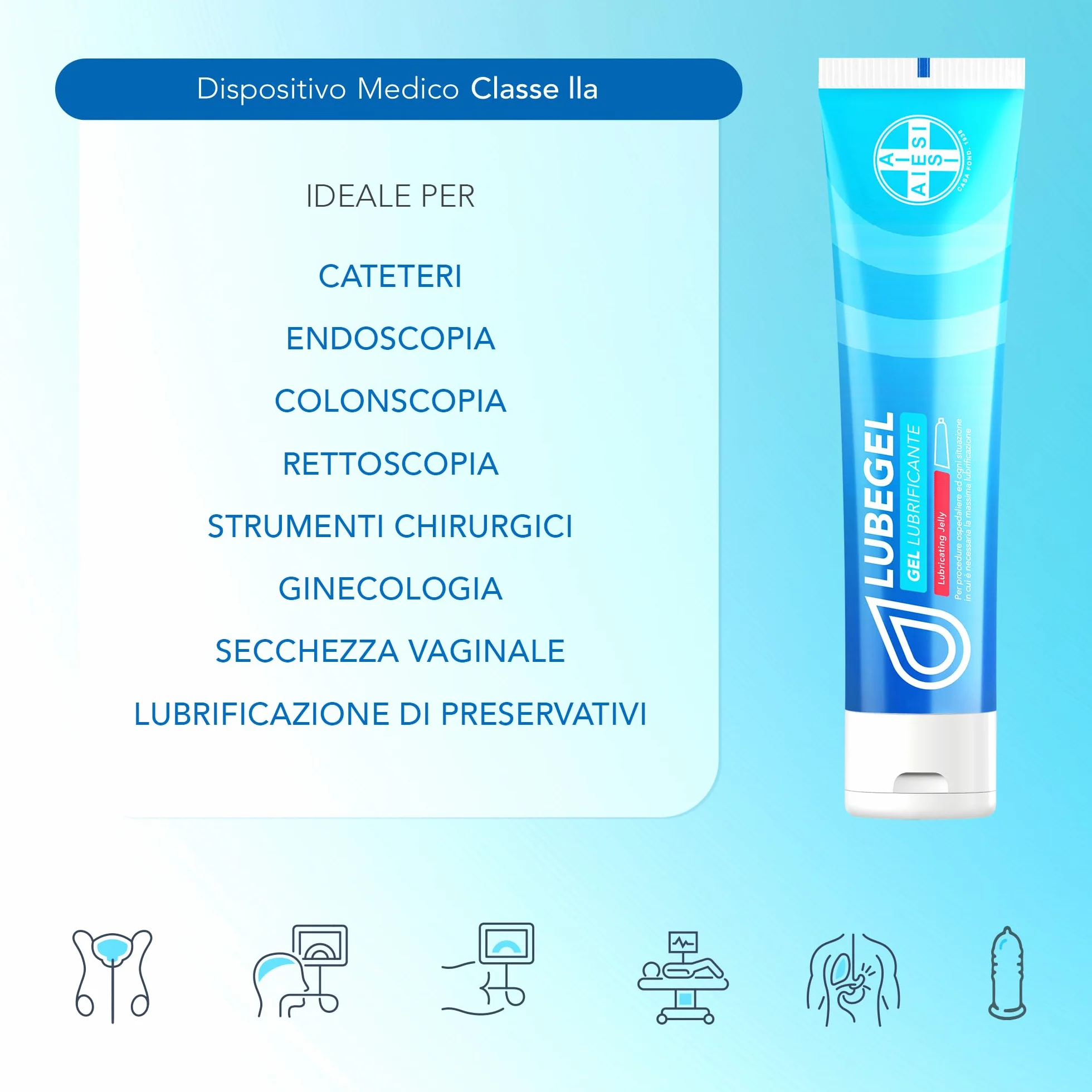LUBEGEL AIESI Gel Lubrificante sterile 82 grammi per cateteri e procedure ospedaliere
