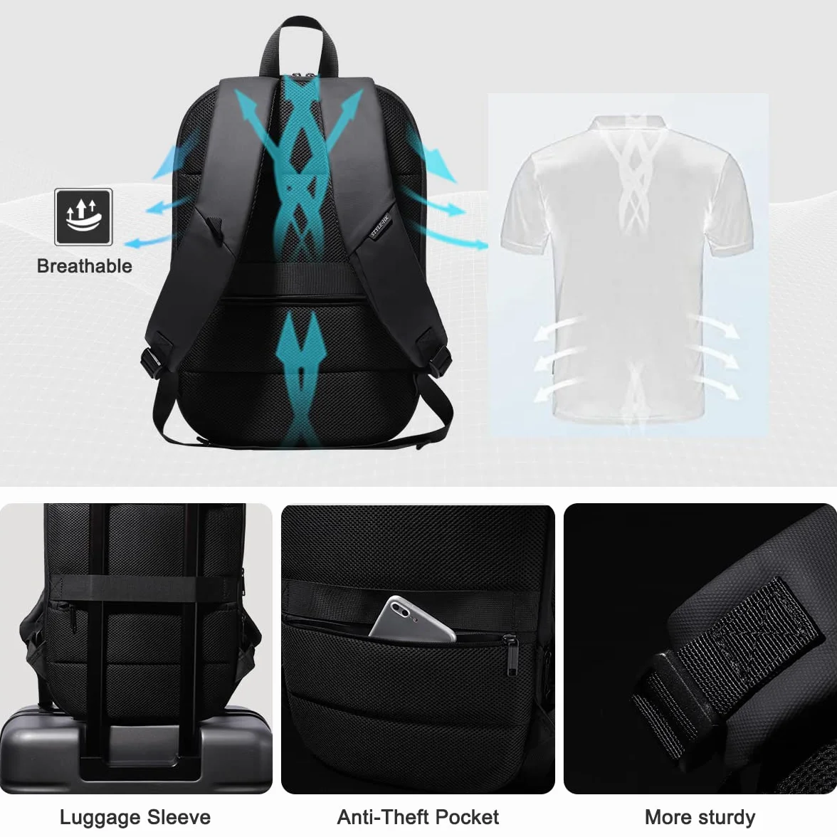 Zaino Porta PC Uomo Donna, Leggero Sottile ed Espandibile Grand per Laptop Impermeabile per Computer Portatile 17 Pollici per Uffico Università Scuola Viaggio Business (27L Nero)
